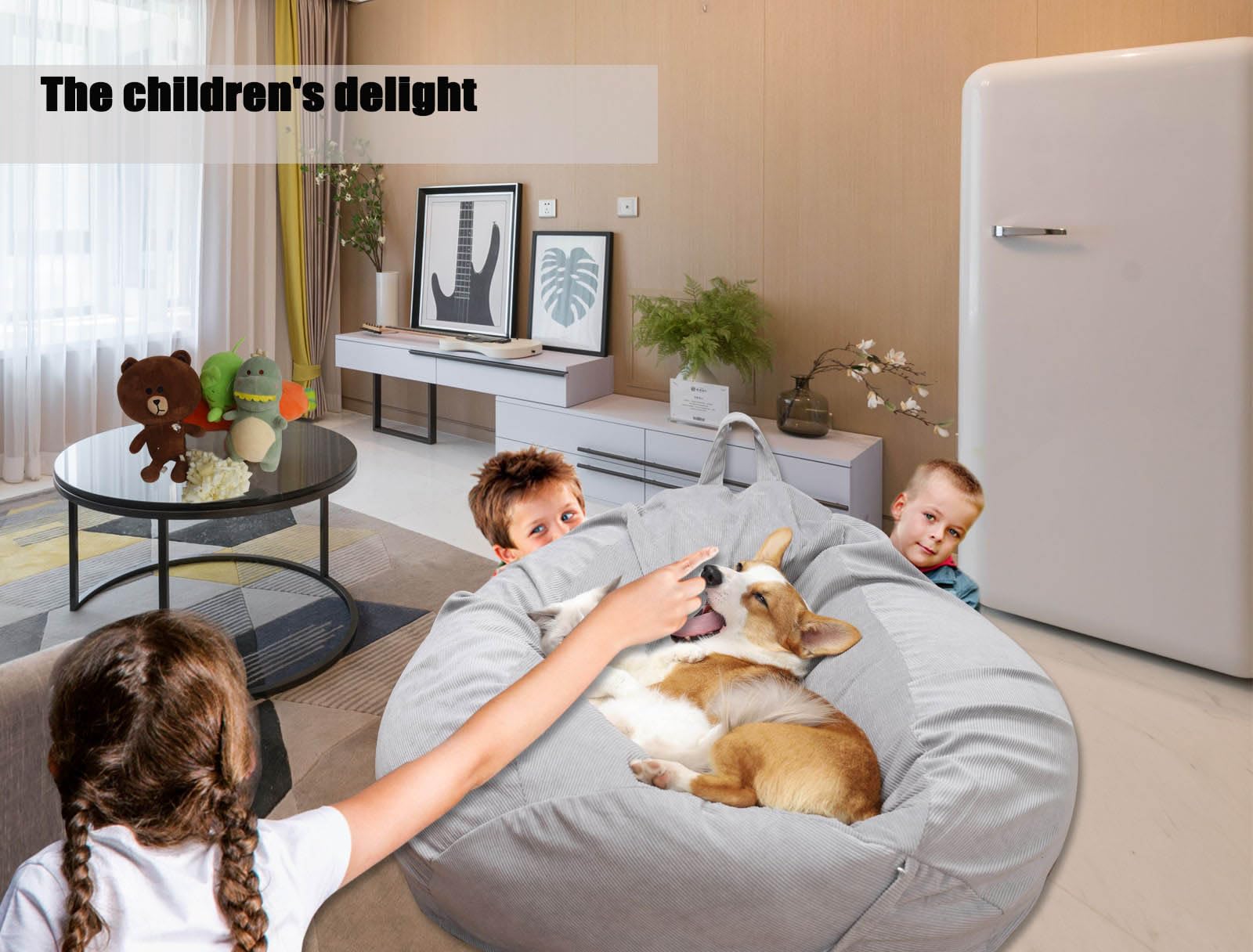 Washable Ultra Soft Corduroy Bean Bag Chair Cover (No Filler) - Stuffed Animal Storage Organizer for Plush Toys, Pet Bed for Dogs & Cats - Perfect for Kids' Rooms, Playrooms & Cozy Home Decor