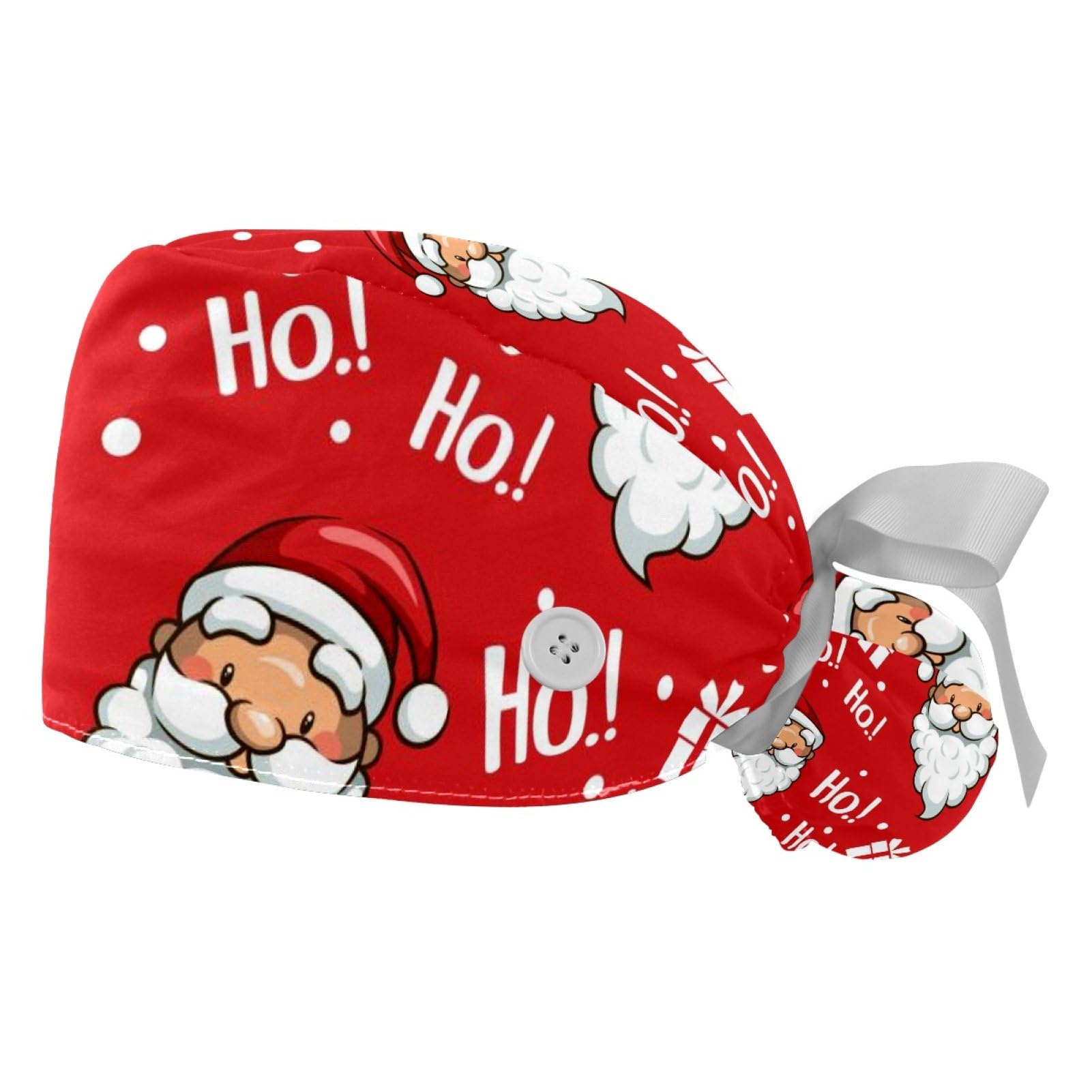 2 Pack Adjustable Surgical Scrub Caps for Women - Halloween Bat Print Nurse Hat with Tie Back for Long Hair - Perfect for Hospitals, Clinics & Costume Parties