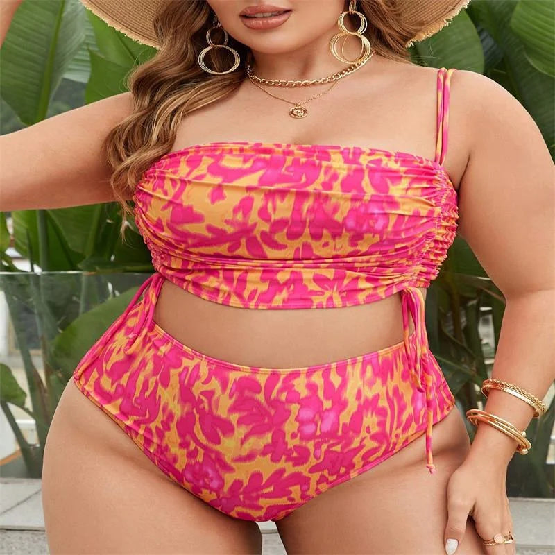 2025 Trendy Big Size Women's Bikini Set - Sexy Halter Two Piece Swimwear with High Waist & Bandage Design | Perfect for Beach Vacations, Pool Parties & Summer Getaways