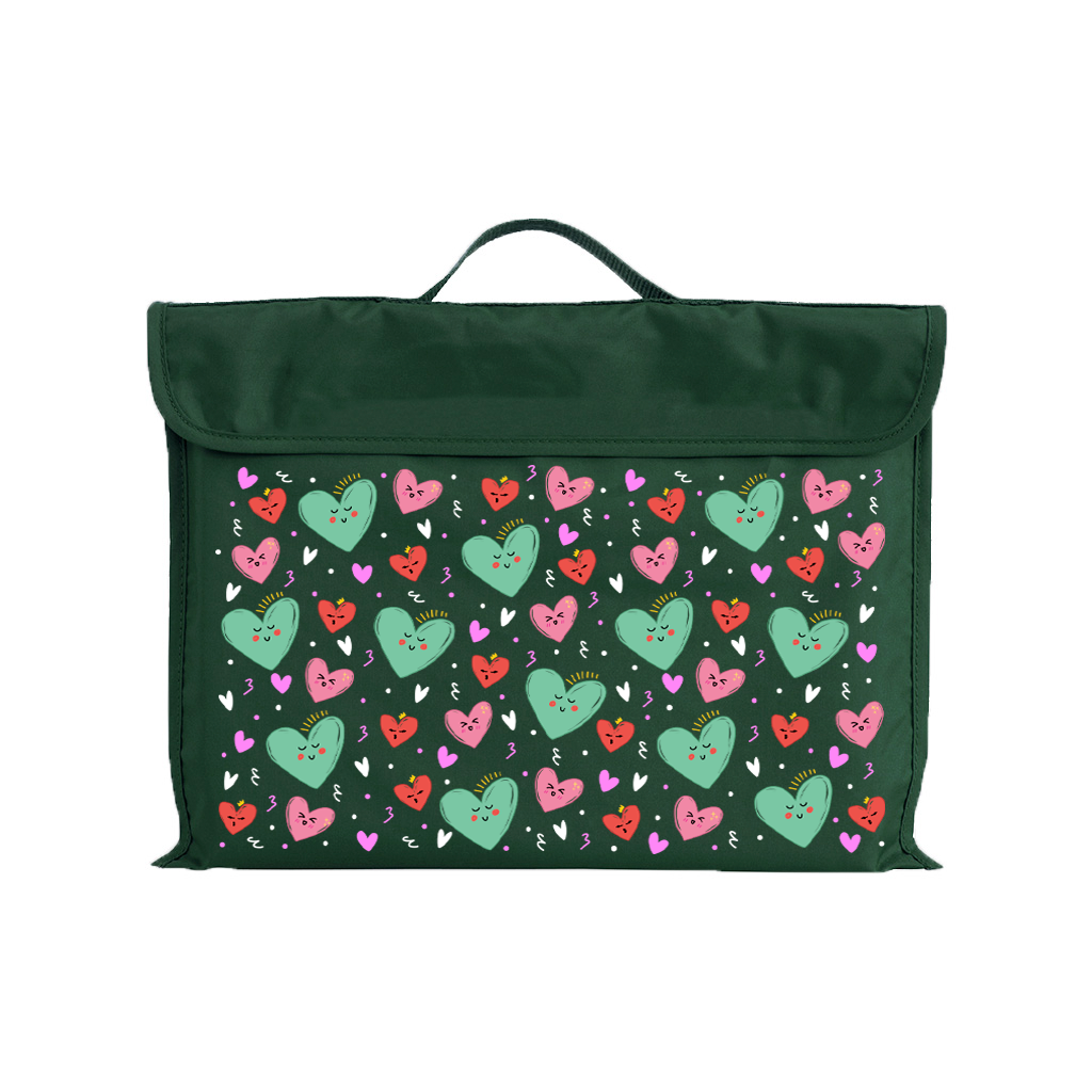 Sweet Hearts Eco-Friendly Reusable Library Book Bag - Perfect for School, Shopping & Groceries