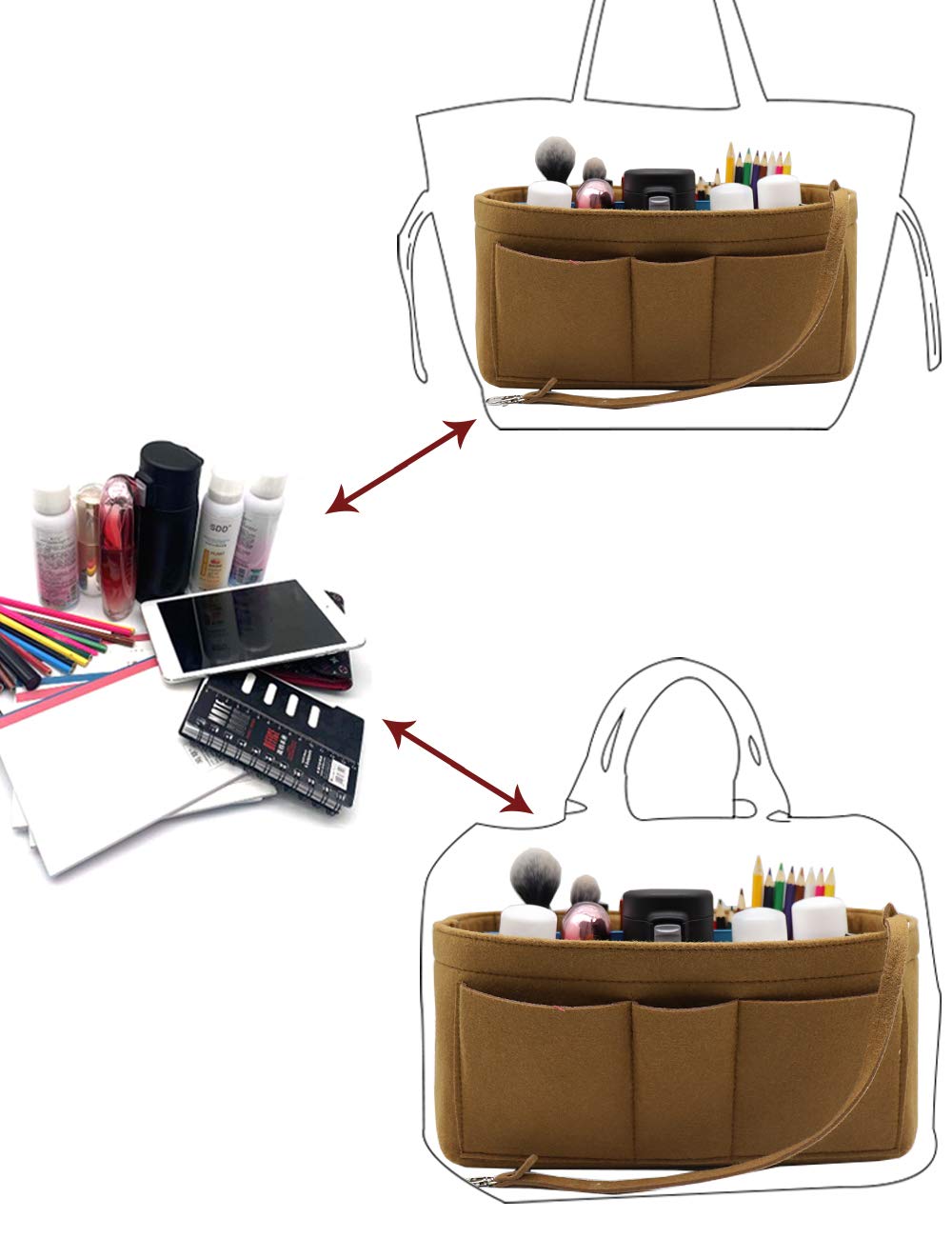 LEXSION Felt Insert Bag Organizer - Purse Organizer for Handbags - Fits Speedy & Neverfull Bags - Perfect for Travel, Work & Daily Use