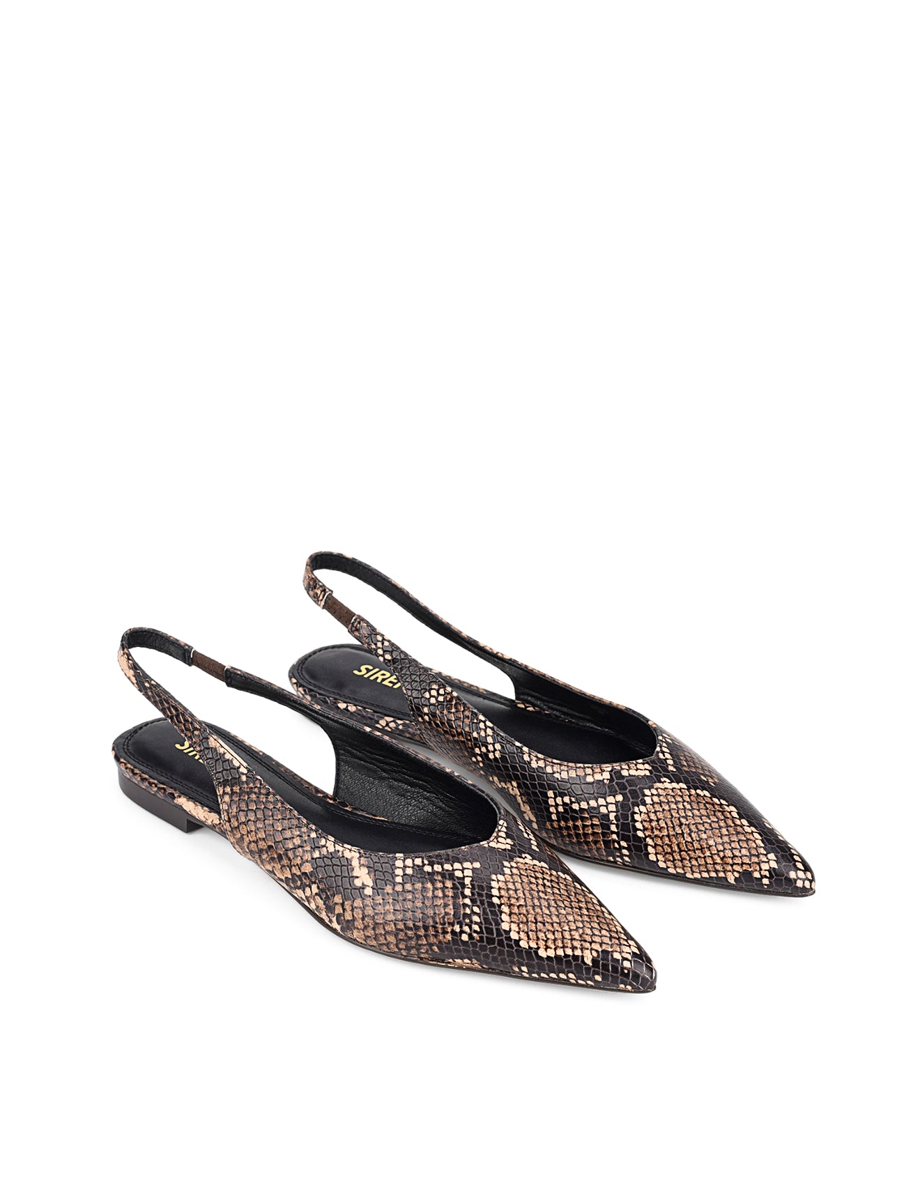 Lorie Slingback Flats - Brown Snake Leather Women's Comfortable Dress Shoes for Work, Party & Evening Wear