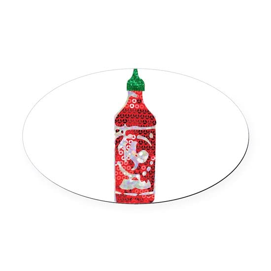 Hot Sauce Sequin Car Magnet - Euro Oval Bumper Sticker for Cars, Trucks & Vehicles - Fun Decorative Accessory for Food Lovers & Spicy Enthusiasts