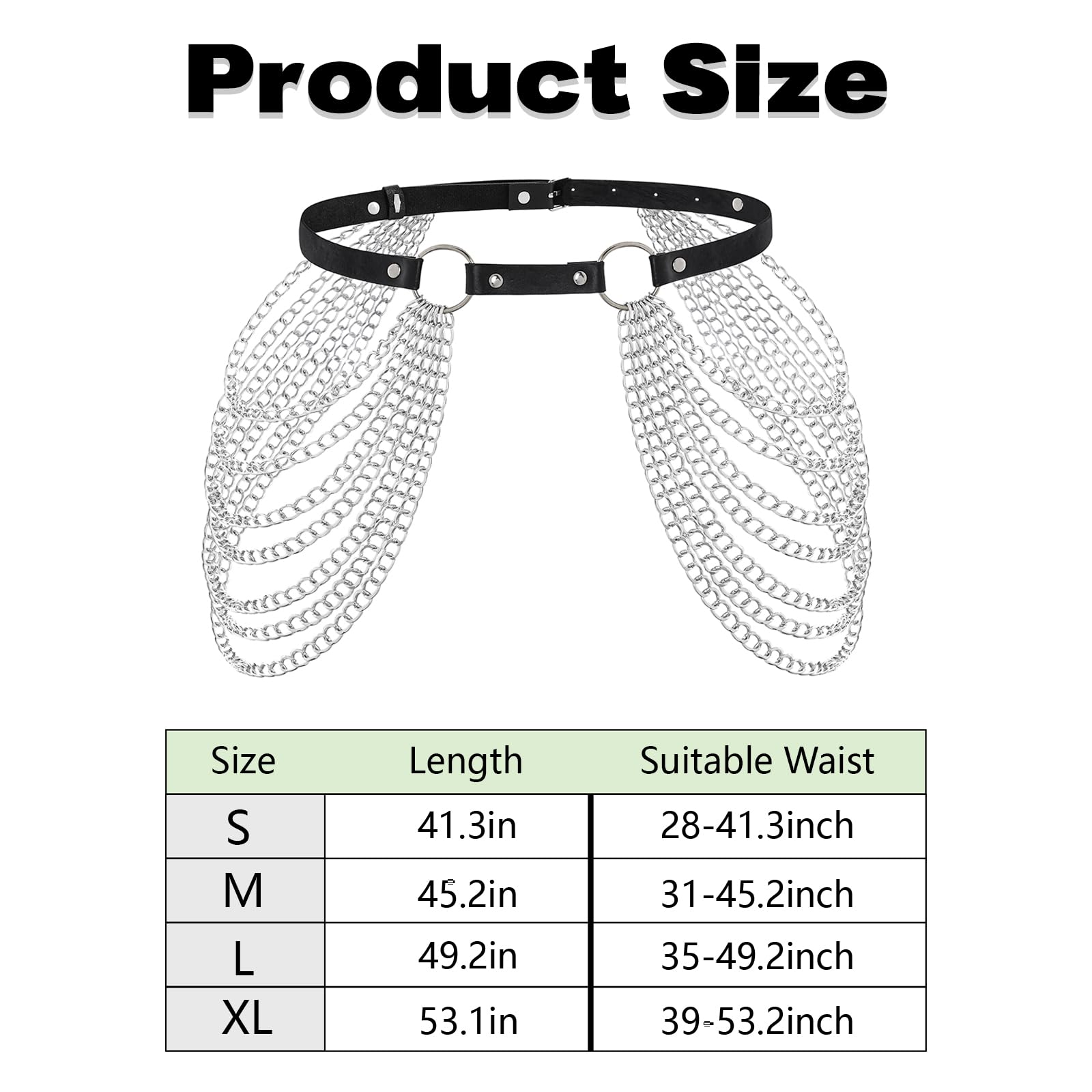 Navoky Punk Leather Body Chain for Women - Black Layered Chains Multilayered Emo Belt Plus Size Body Jewelry | Gothic Fashion, Rave Outfits, Festival Accessories