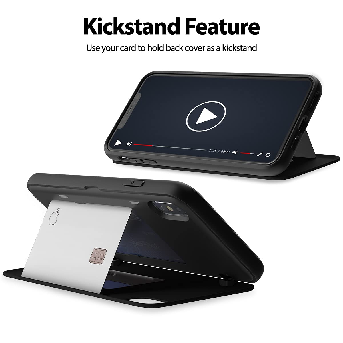 GOOSPERY Magnetic Secure Bumper Case for iPhone Xs Max - Card Holder Wallet with Auto Closure, Dual Layer Protection & Sticky Mirror (Black) | Perfect for Everyday Use, Travel & Hands-Free Convenience