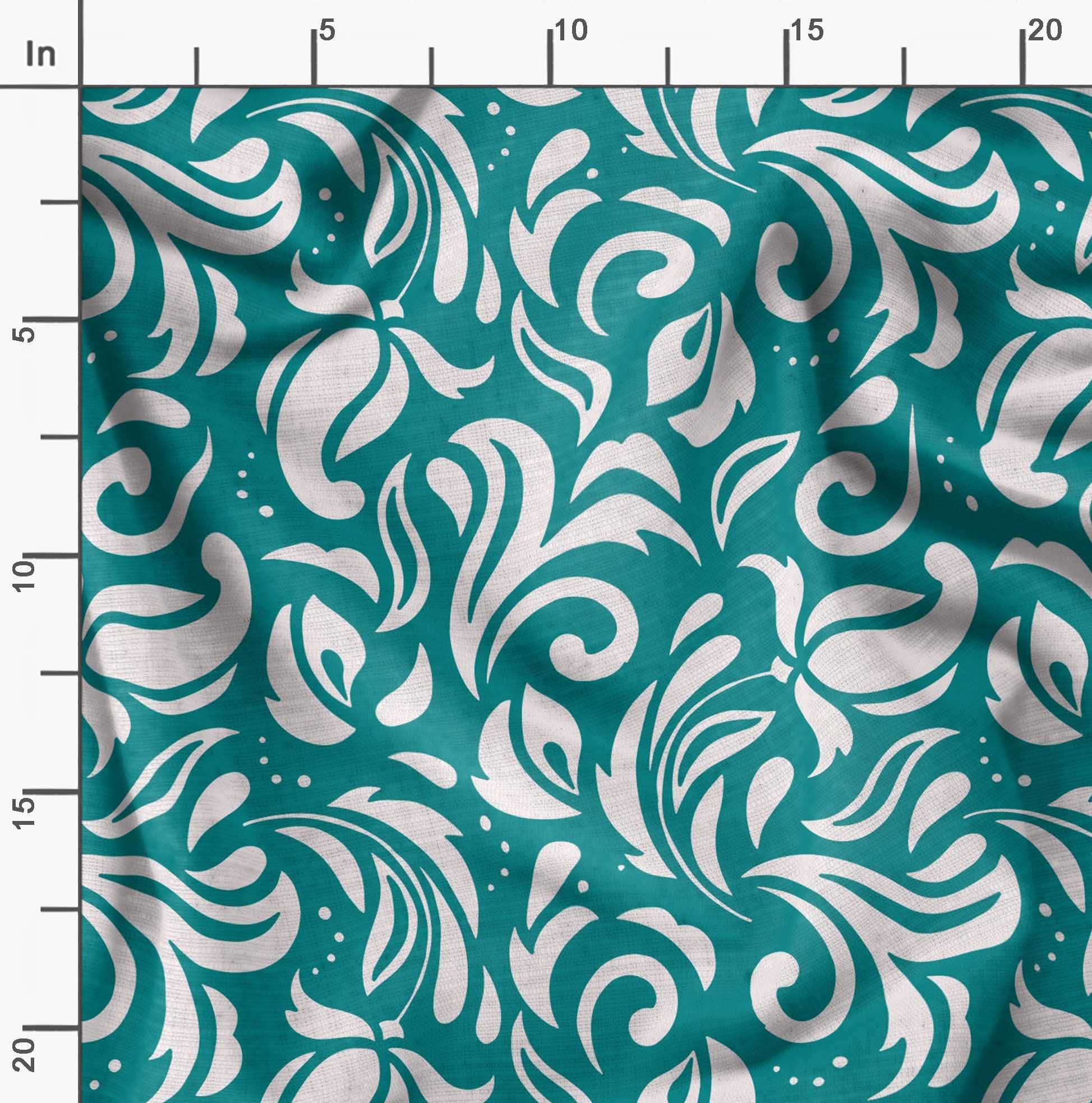 Soimoi Moss Green Georgette Fabric by The Yard - 42 Inch Wide Filigree Damask Print Material - Delicate & Elegant Printed Fabric for Dresses, Scarves & Home Decor Projects