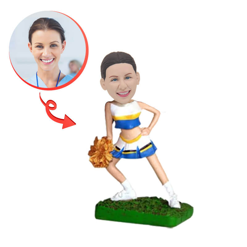 Custom Cheerleader Bobblehead - Personalized Cheerleading Figurine Gift for Sports Fans, Team Spirit & Home Decor