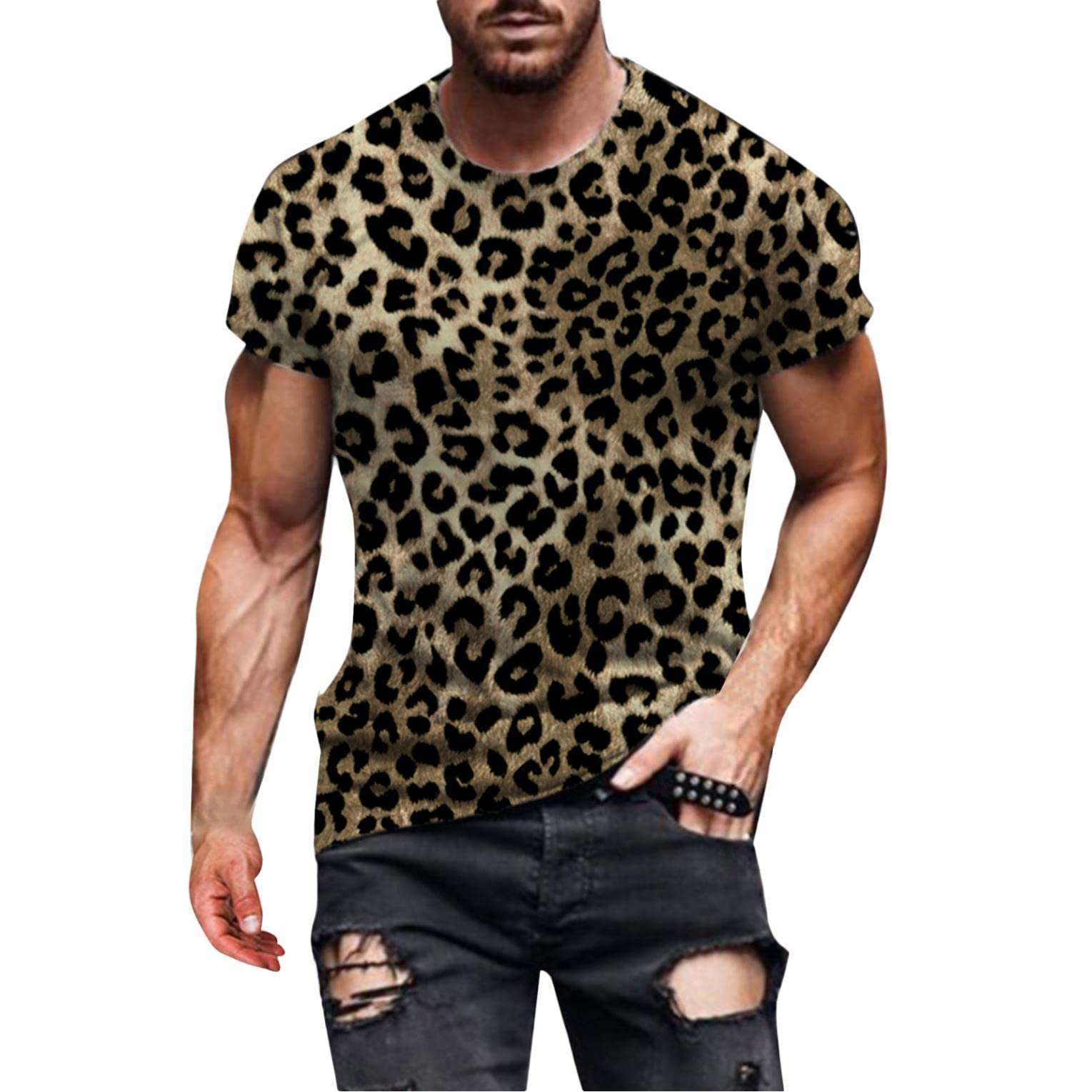 Stylish Men's Retro Distressed Print T-Shirt - Vintage Casual Crew Neck Short Sleeve Top for Everyday Wear | Perfect for Streetwear, Weekend Outfits & Casual Gatherings