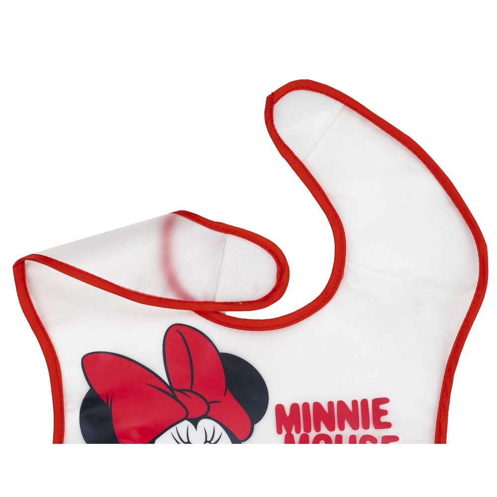 Interbaby Disney Minnie Mouse Plastic Bib - Waterproof & Easy Clean for Babies & Toddlers - Perfect for Mealtime, Travel & Daycare
