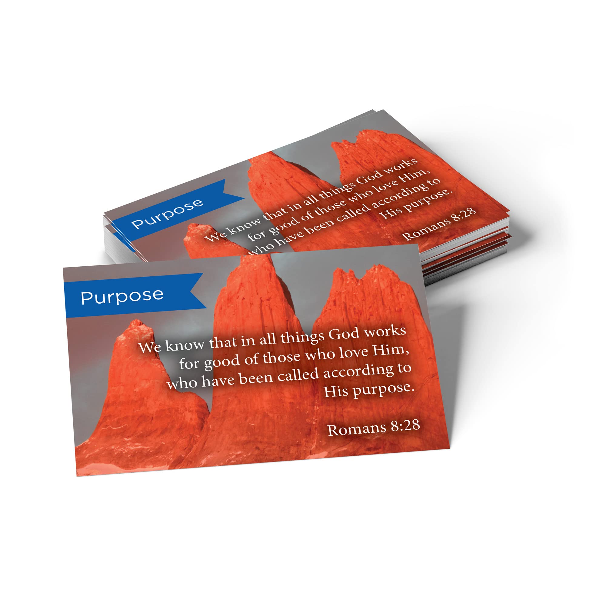 Pass It On Scripture Cards - Pack of 25 Inspirational Bible Verse Wallet Cards with Romans 8:28 for Devotional, Bible Study & Memorization | Small Christian Encouragement Greeting Cards for Church, Gifts & Daily Faith Inspiration