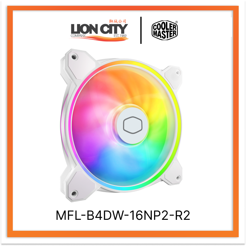 Cooler Master MFL B4DW 16NP2 R2 CM Masterfan MF140 HALO ARGB Fan V2 White - 140mm PC Cooling Fan with RGB Lighting for Gaming Rigs & PC Builds (2-Year Warranty)