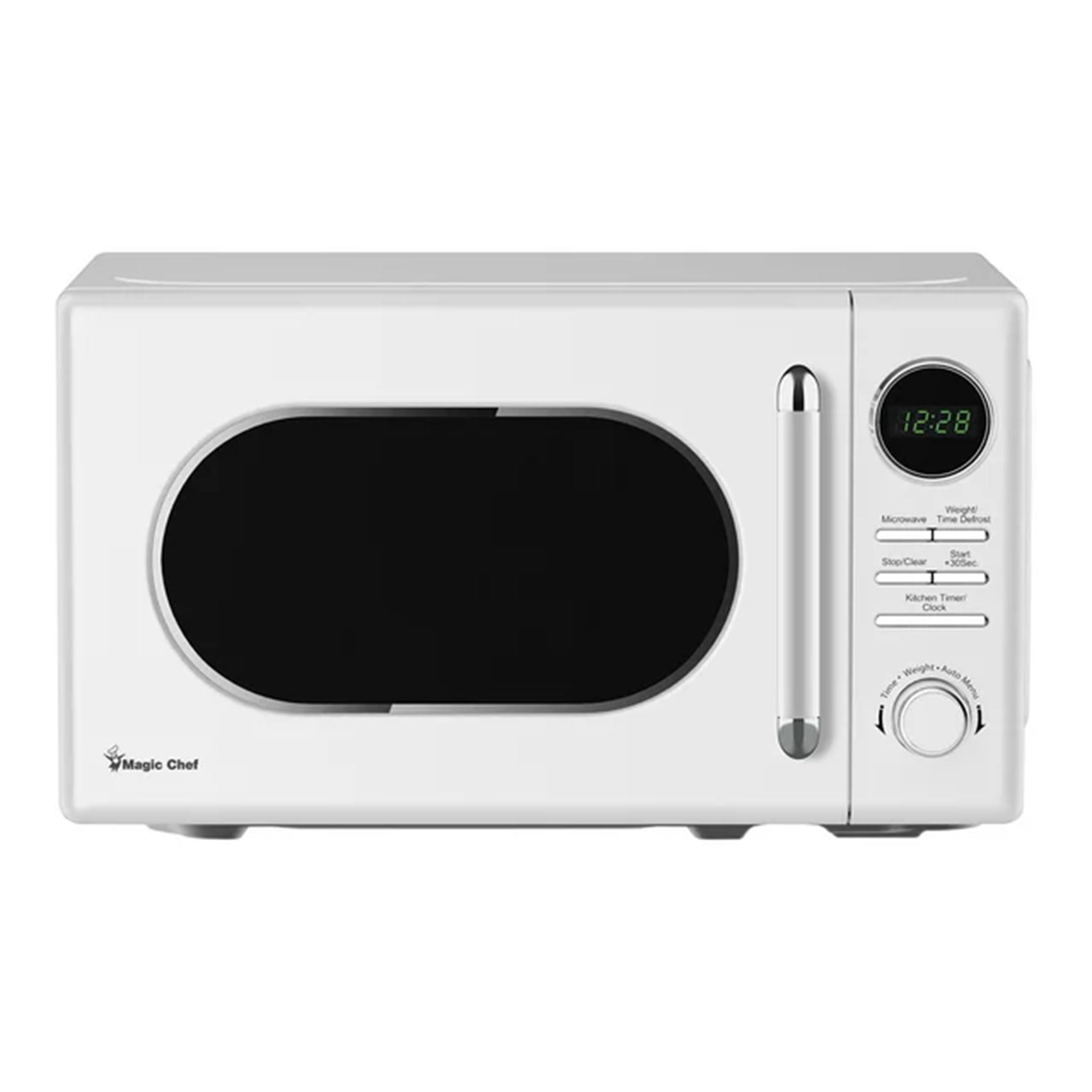 Magic Chef 0.7 Cu Ft Countertop Microwave Oven - Retro Style Compact Microwave for Small Kitchens, Dorms & Offices - White (Perfect for Heating Meals, Popcorn & Beverages)