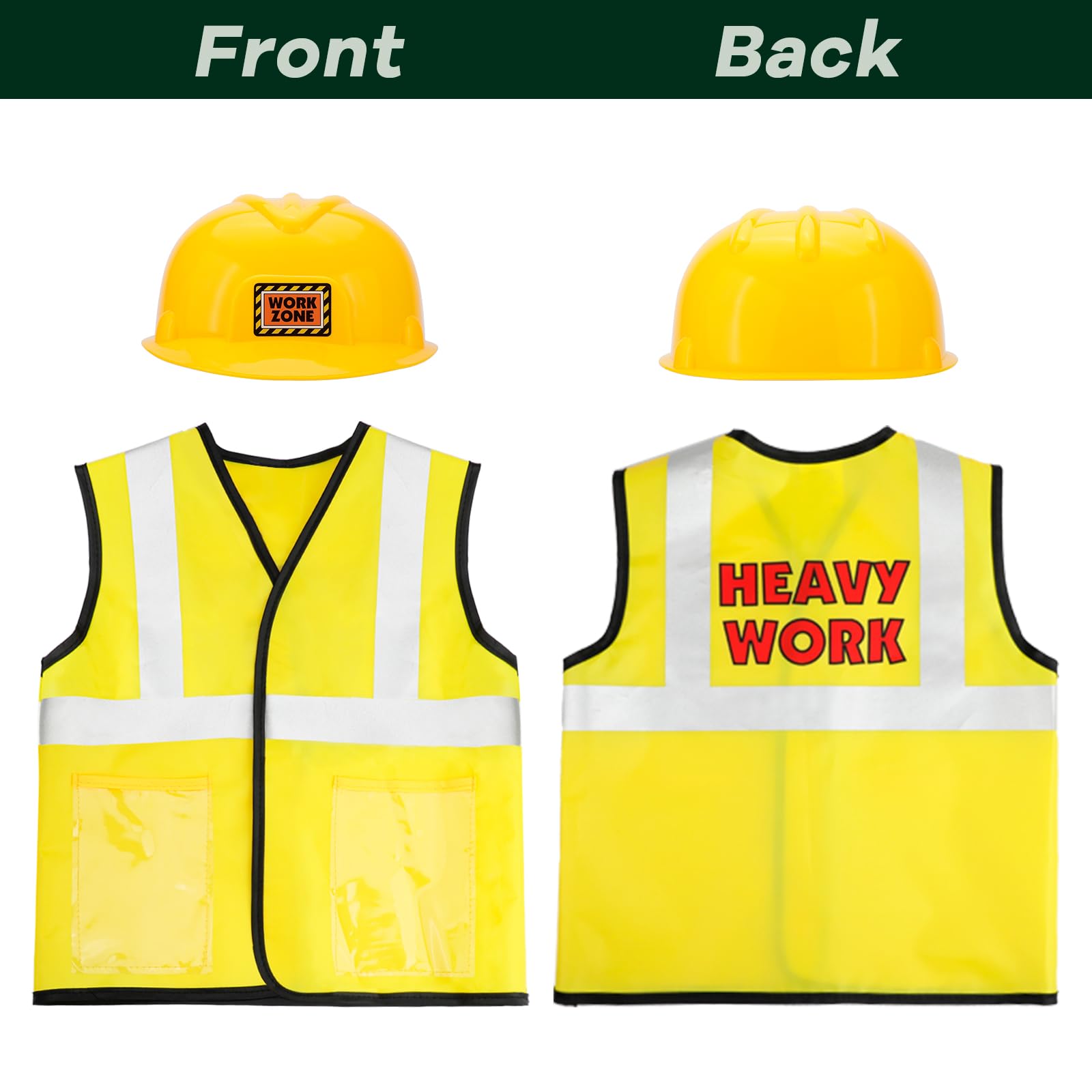 Kids Construction Worker Costume Set - Toddler Tool Kit with Adjustable Belt, Vest & Hat for Boys & Girls Ages 3-6 | Pretend Play Toys for Role-Playing & Early Learning
