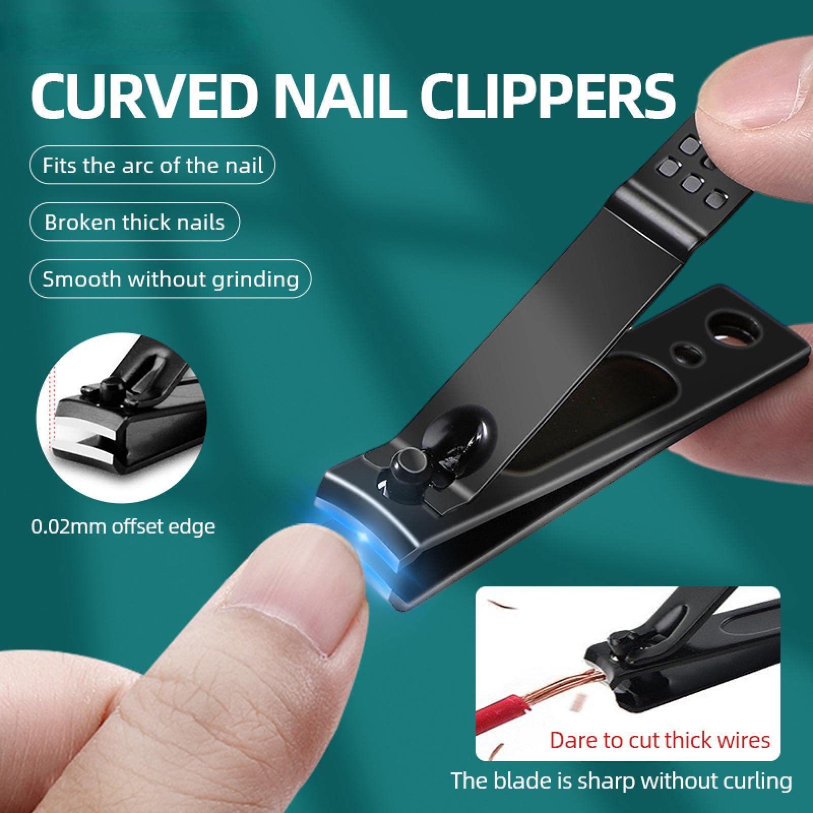 Premium 4-Piece Nail Clipper Set with Scissors, File & Folding Case - Heavy Duty Stainless Steel for Thick Nails - Home, Travel & Manicure Care (Gray) - Perfect Gift for Men & Women
