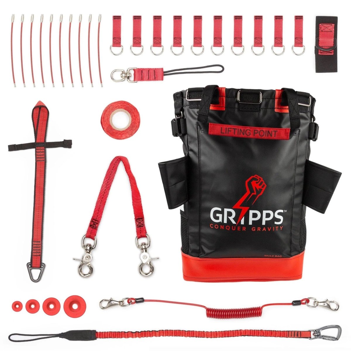 Gripps Tools Tether Kit with Mule Bag - Secure Tool Lanyard Set for Construction, Roofing & Safety Work - Perfect for Tools Organization at Heights