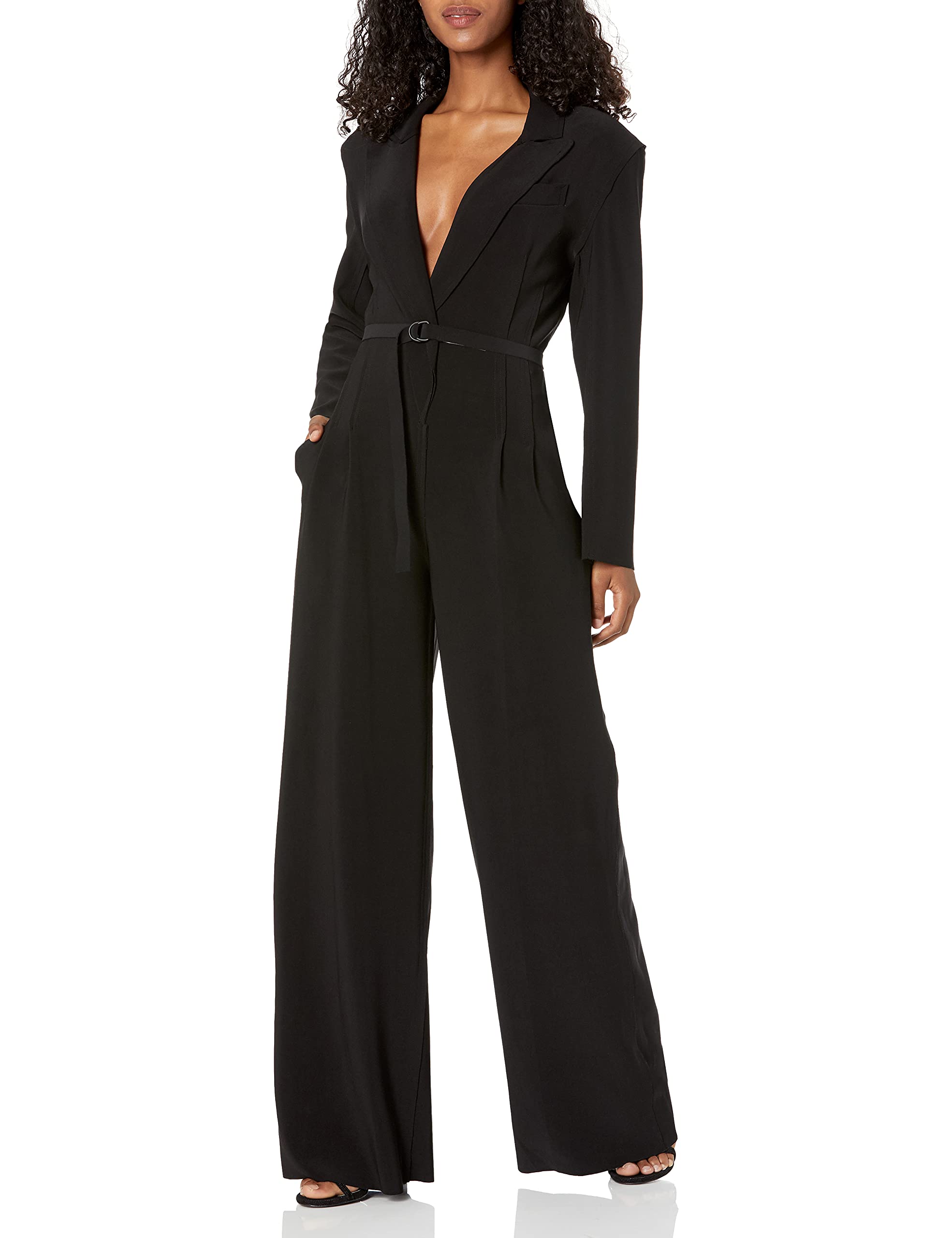 Norma Kamali Women's Single Breasted Straight Leg Jumpsuit - Elegant One-Piece Pantsuit for Office, Cocktail Parties & Evening Events | Comfortable Stretch Fabric for All-Day Wear