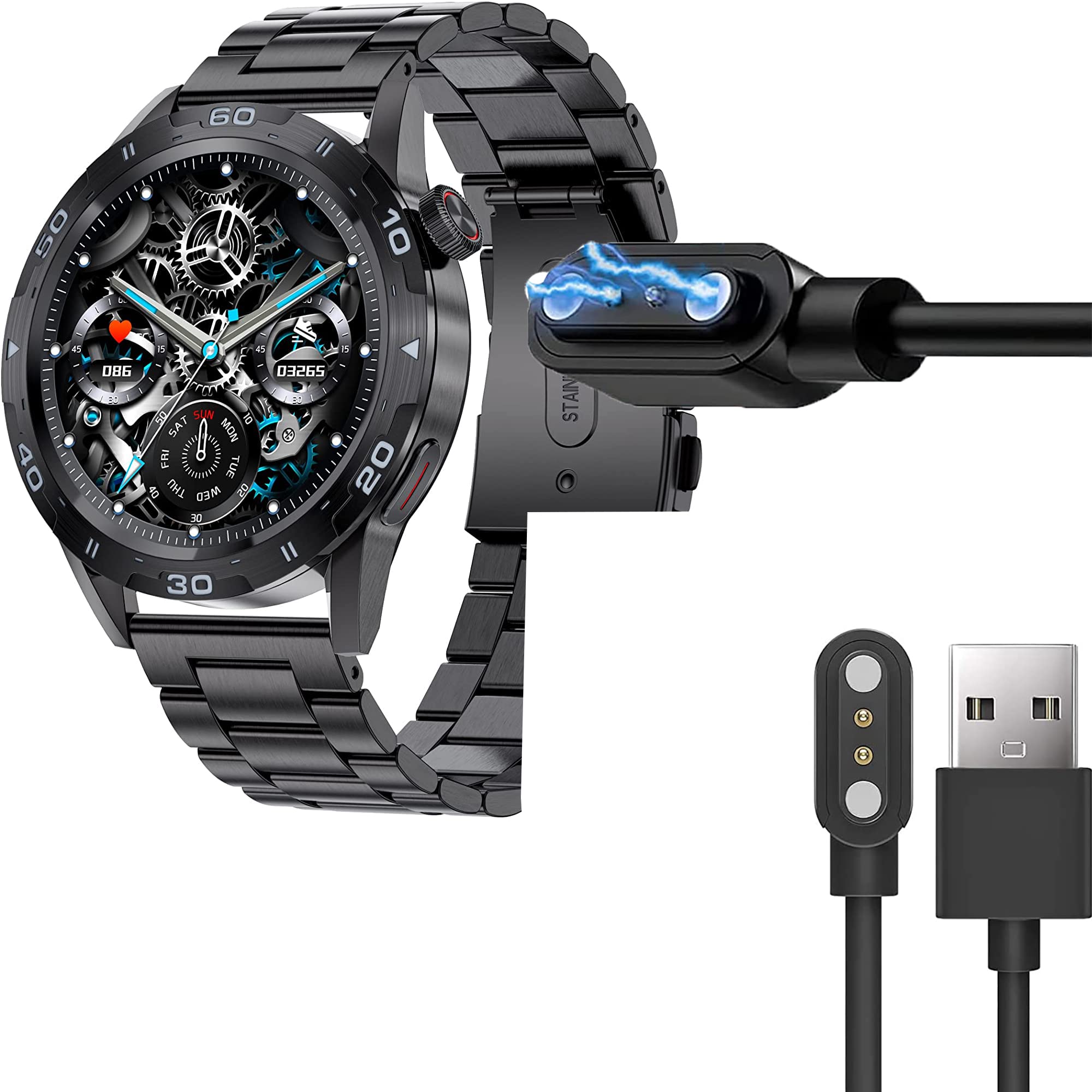 LIGE ST5 Smartwatch Charger - 1.32 Inch 2-Pin Magnetic USB Charging Cable Replacement for LIGE Smart Watch | Perfect for Home, Office & Travel Use