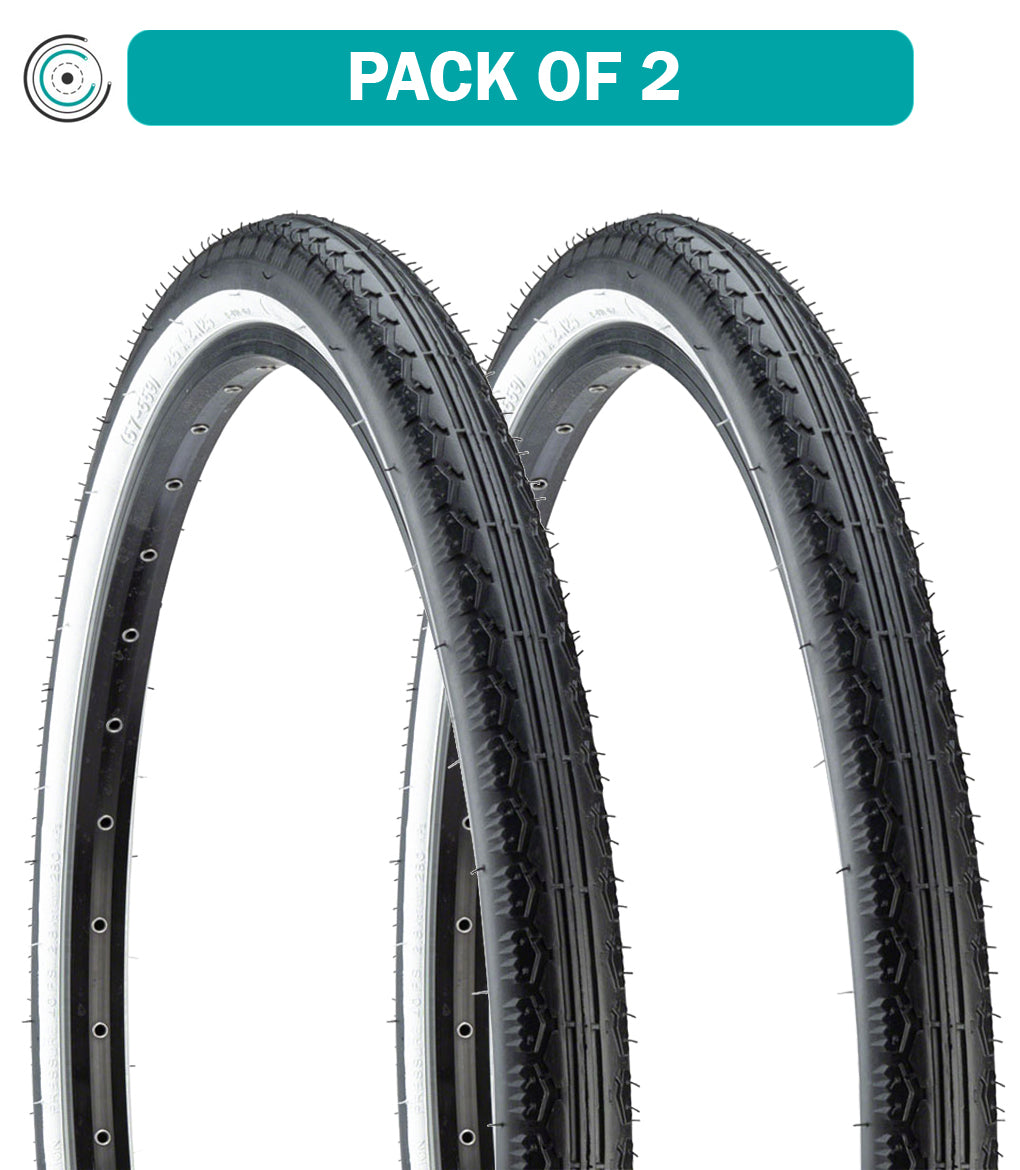 2 Pack Kenda Cruiser K130 Bike Tires - 26 x 2.125 Inch Clincher Wire Bead Black/White 22 TPI (5443007) - Perfect for Beach Cruisers, Commuter Bikes & Urban Cycling