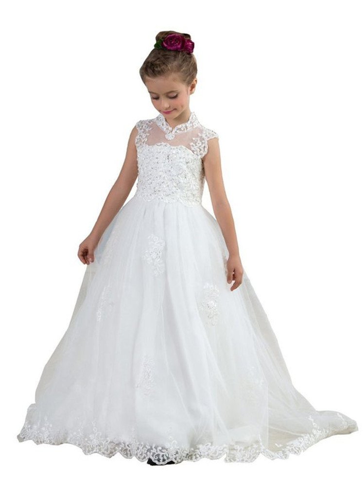LanierWedding 2019 White Flower Girl Dress A-Line Bridesmaid Dress for Wedding Party - Perfect for Flower Girls, Pageant, First Communion & Special Occasions