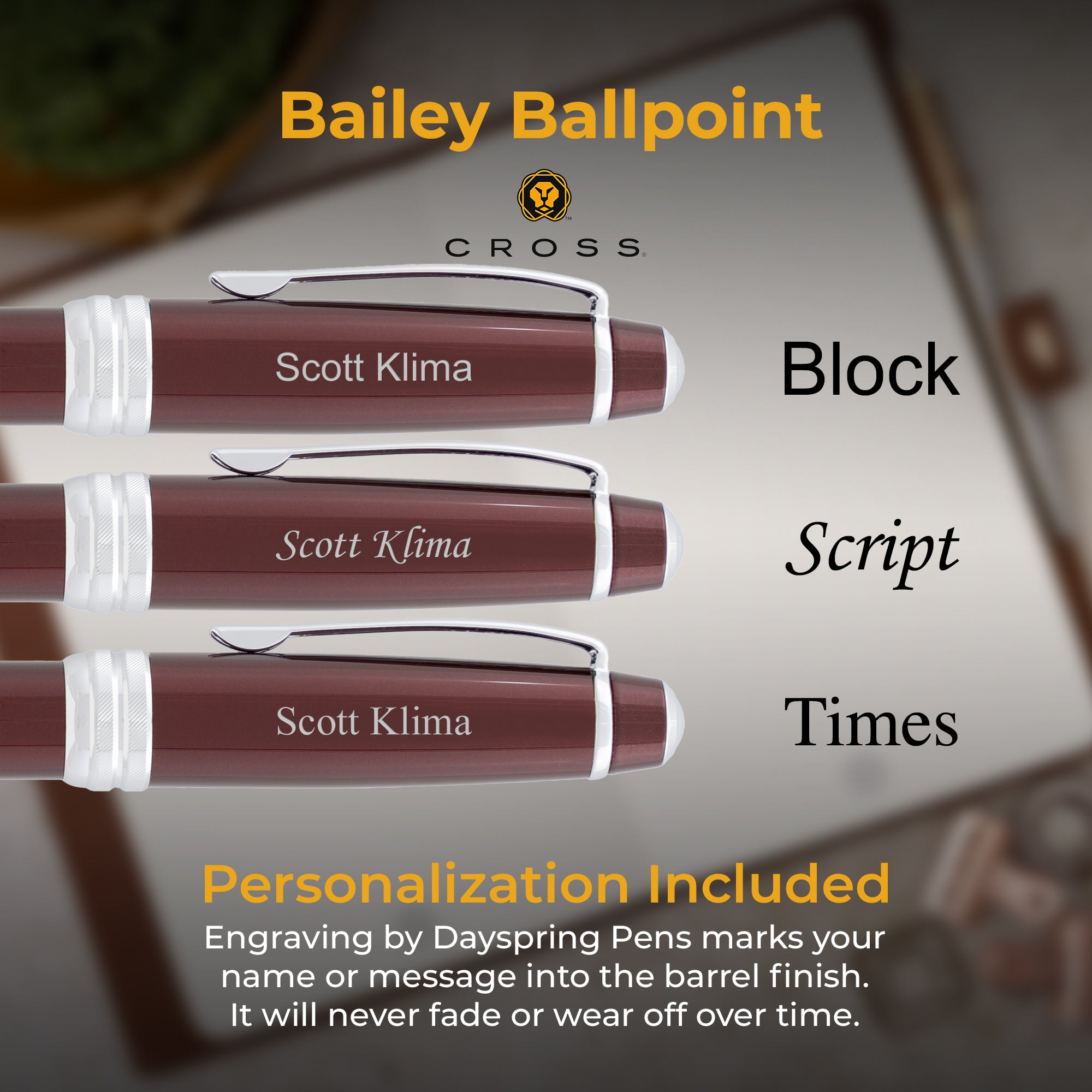 Cross Bailey Red Lacquer Ballpoint Pen - Premium Writing Instrument for Office, School & Gifts - Smooth Writing Experience for Professionals & Students