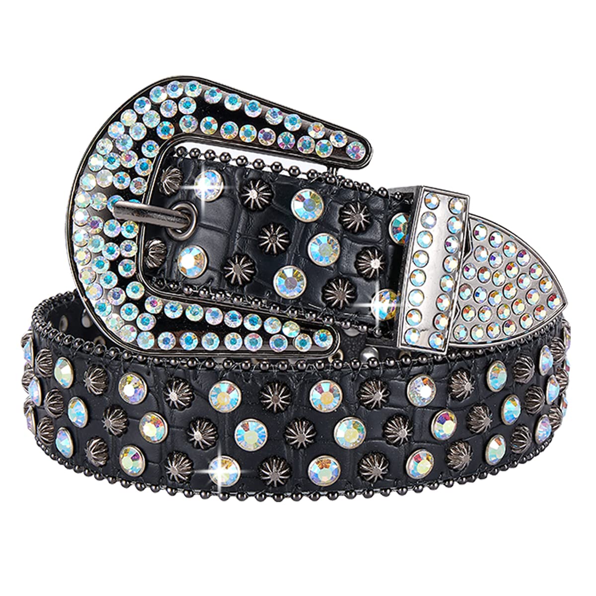 Rhinestone Belt for Men & Women - Western Cowgirl Cowboy Bling Studded Faux Leather Belt for Jeans, Pants & Dresses | Perfect for Country Concerts, Rodeos & Night Out