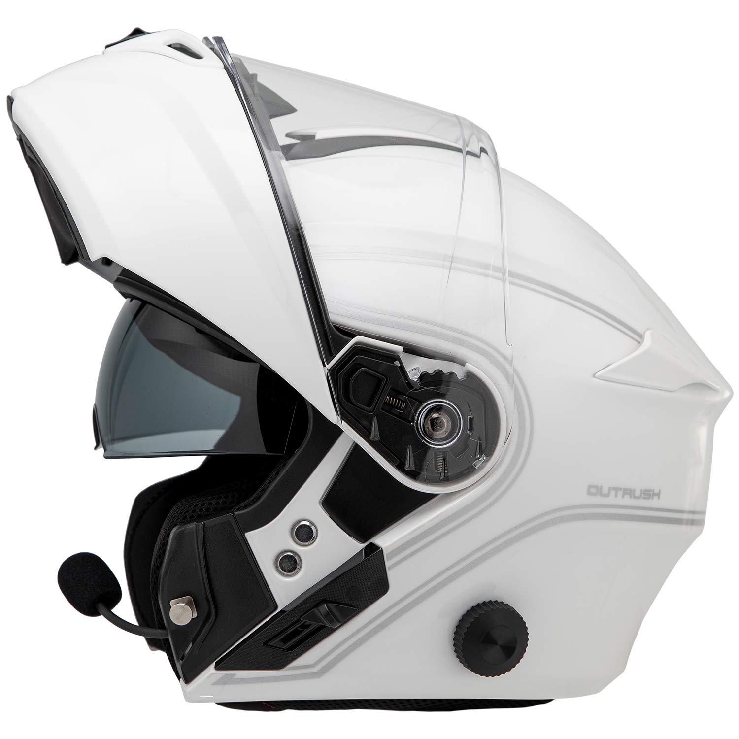 Sena Outrush Modular Smart Helmet - Bluetooth Motorcycle Helmet with Built-in Speakers & Mic (Gloss White, Large) - Perfect for Commuting, Touring & Adventure Riding (OUTRUSH-GW00L)