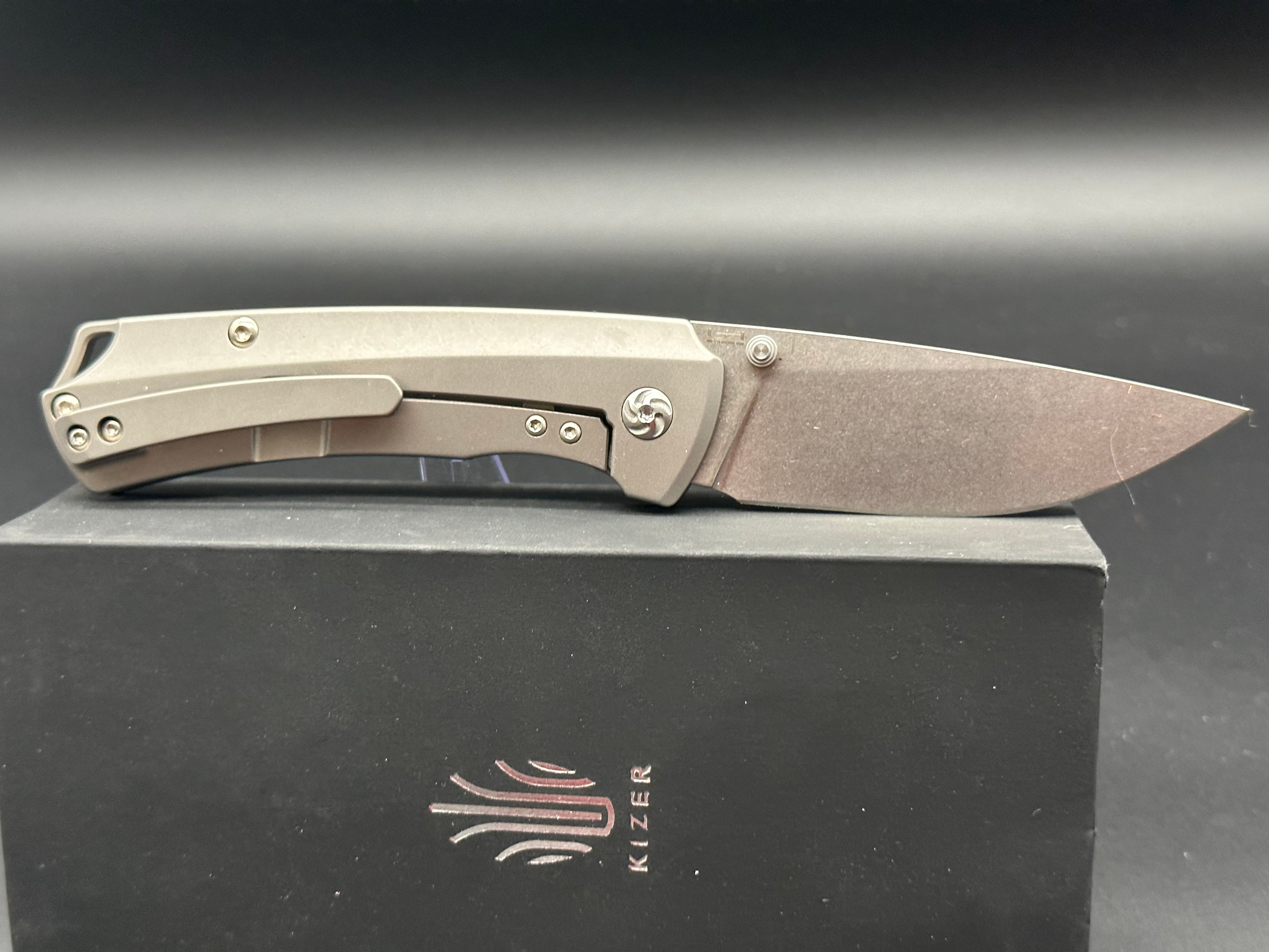 Kizer Hennicke T1 Pocket Knife - S35VN Blade, Titanium Handle, Stonewash Finish | EDC, Outdoor, Camping, Survival Gear