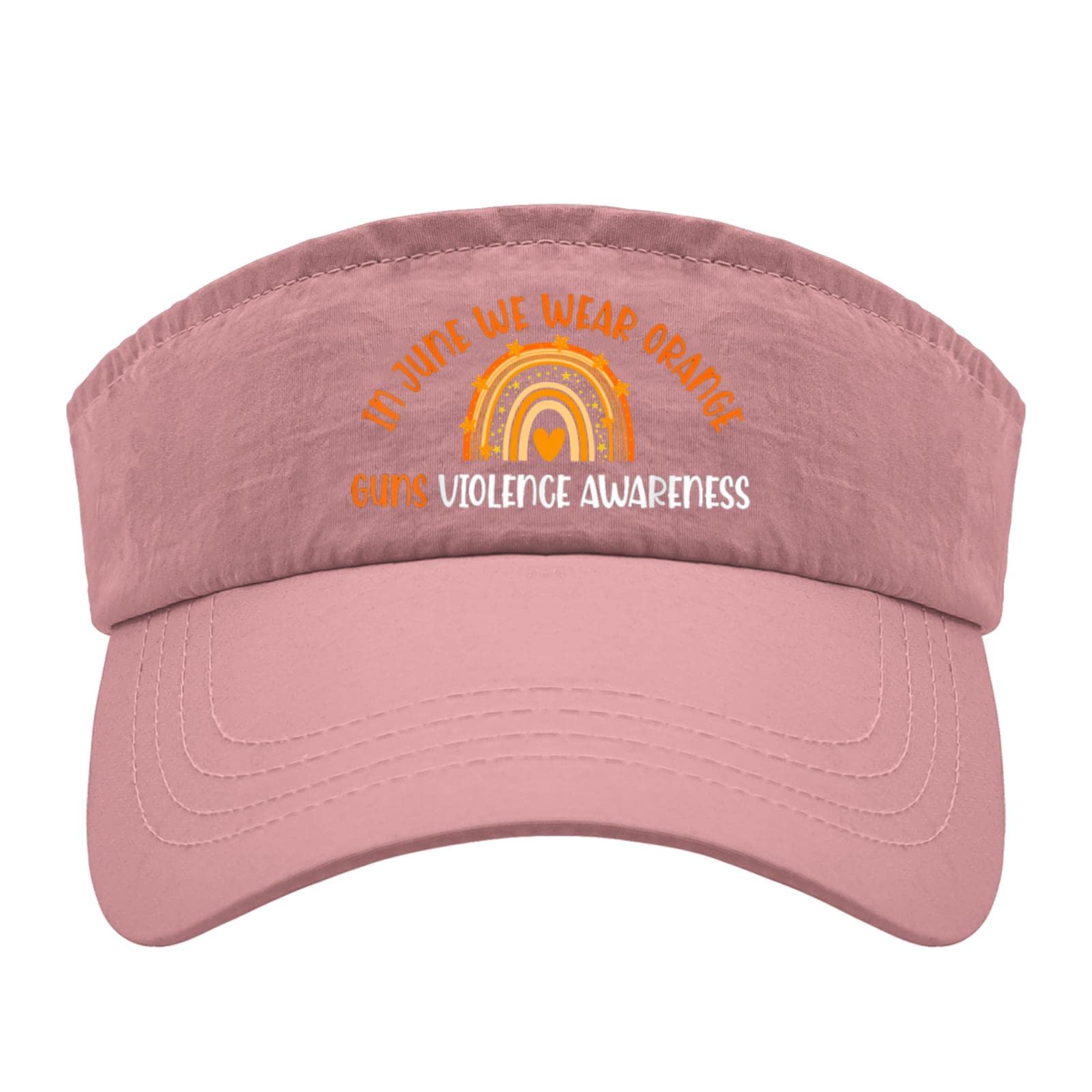 Women's & Men's Sun Visor Hats with Stylish Designs - Ponytail-Friendly UV Protection Visors for Running, Golf, Beach, and Outdoor Activities | Orange June Awareness Cap