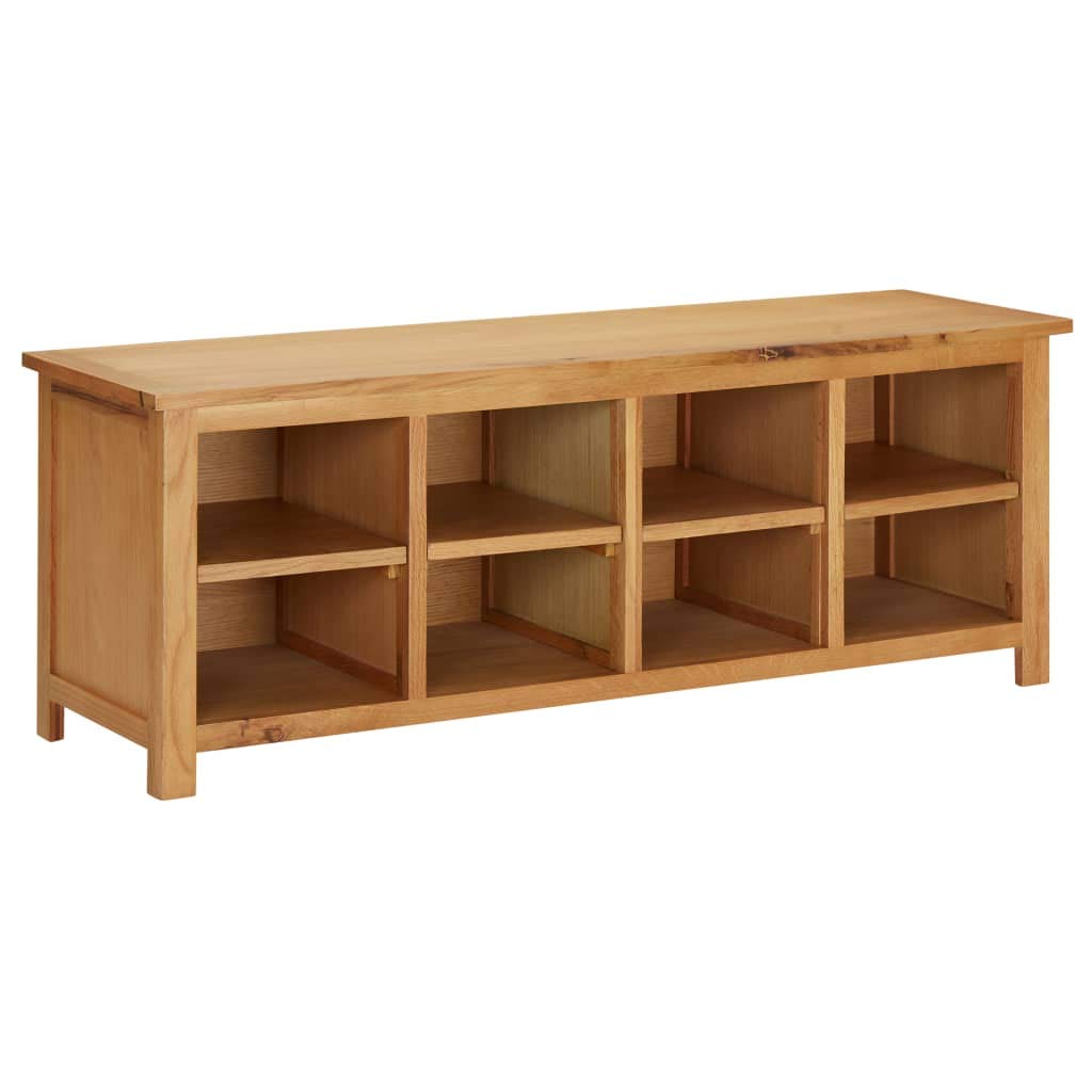SOONHUA 8-Compartment Wooden Shoe Bench - Solid Oak Shoe Rack Organizer with Open Storage (35.4