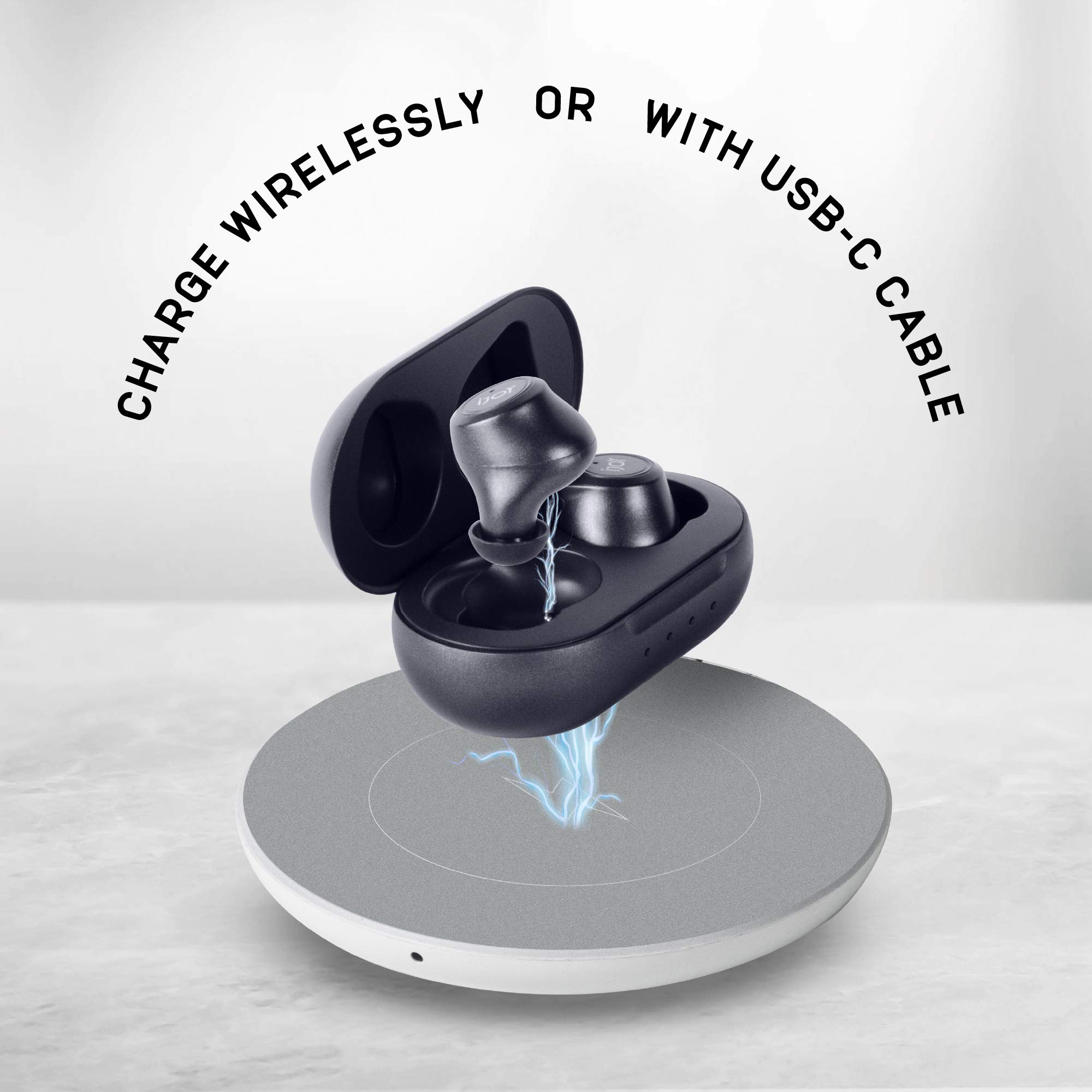 iJoy Premium Gravity TWS Wireless Earbuds Bluetooth 5.0 with Built-in Mic, Portable Charging Case, IPX4 Waterproof & Sweatproof - 30H Playtime for Running, Gym Workouts & Outdoor Activities