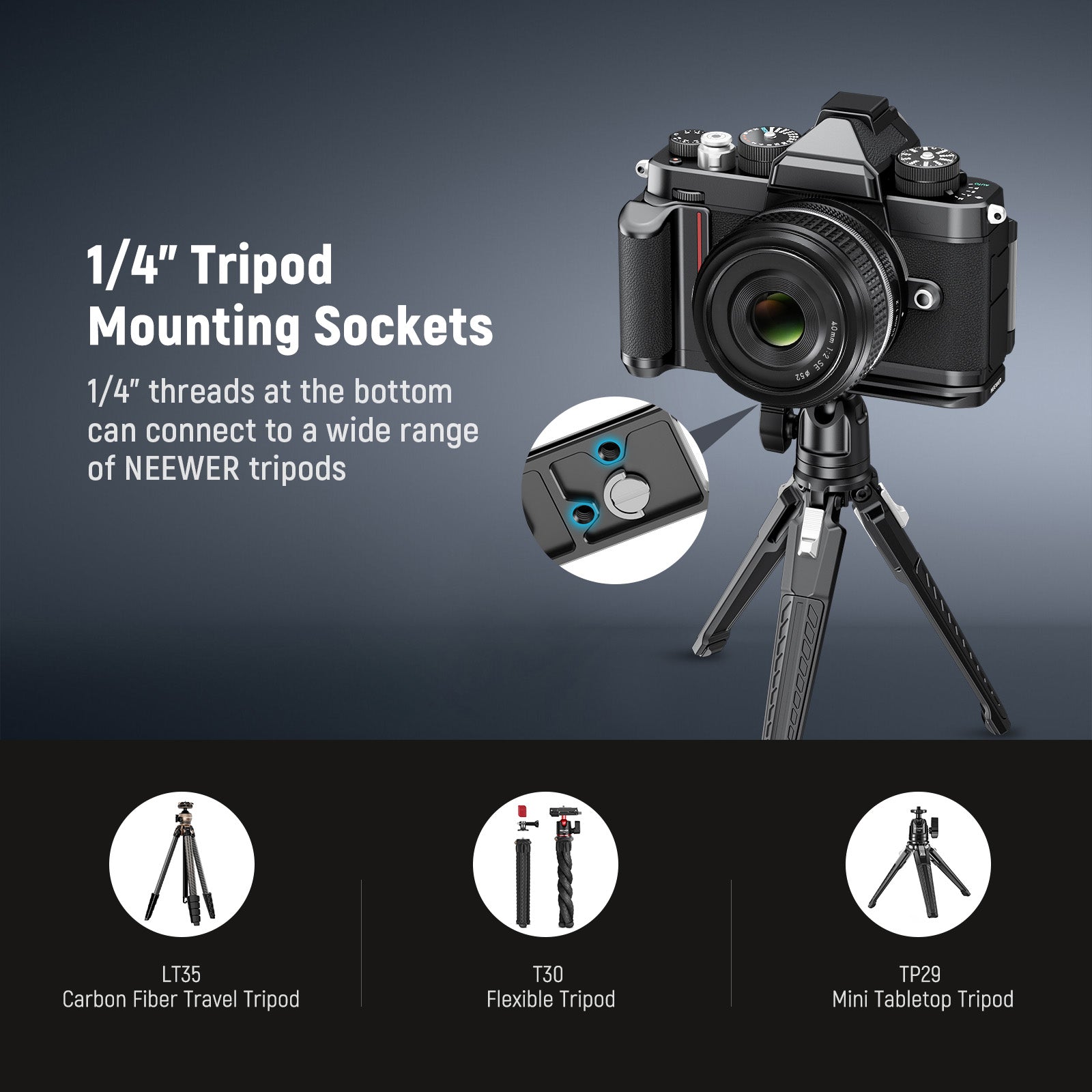 NEEWER CA079 Slim L-Shaped Grip Camera Baseplate for Nikon Zf - Lightweight Aluminum Alloy Quick Release Plate for DSLR/Mirrorless Cameras - Perfect for Vlogging, Photography & Travel Shooting