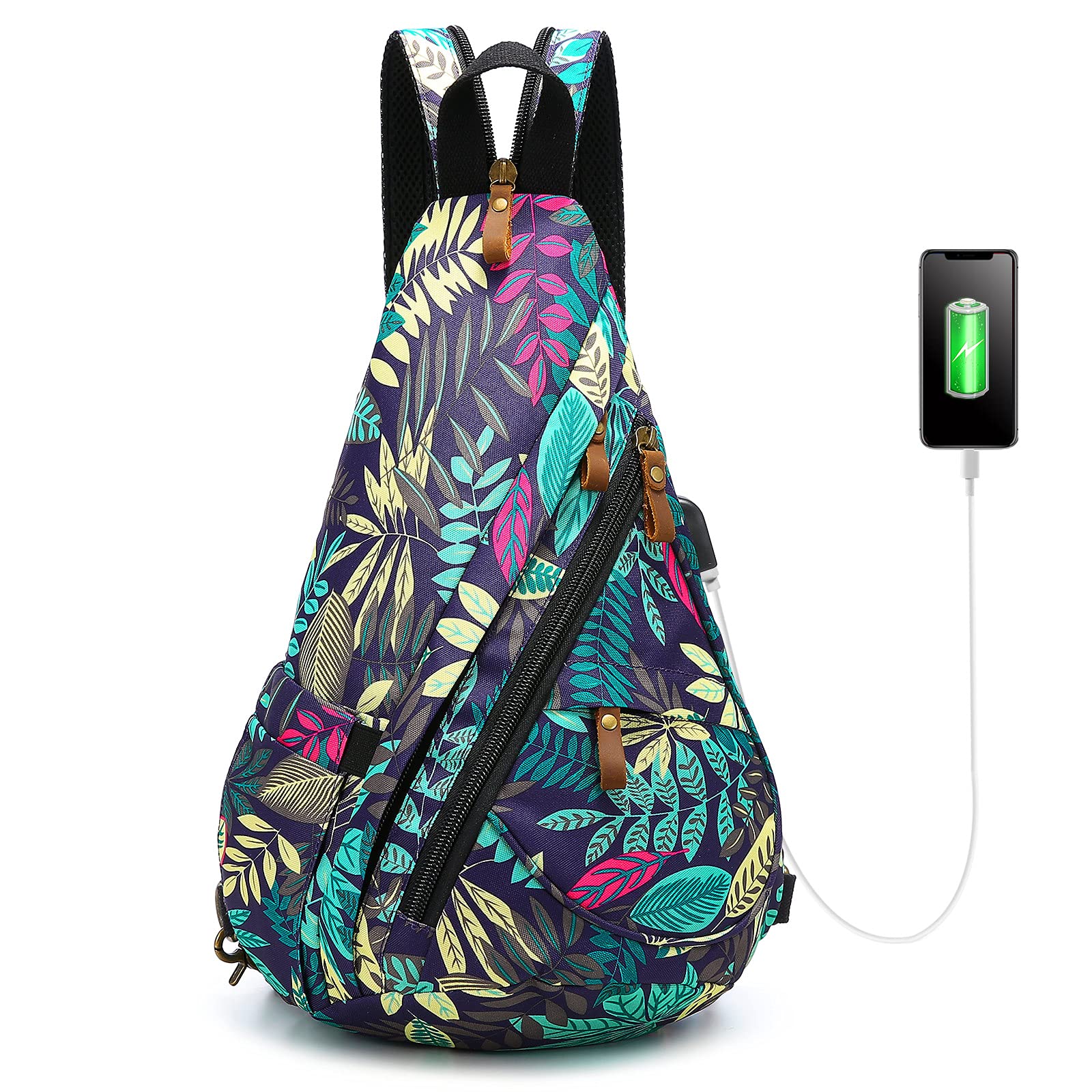 Stylish Canvas Sling Backpack for Women & Men - Crossbody Shoulder Bag with USB Charging Port | Perfect for Travel, Work & Daily Commute