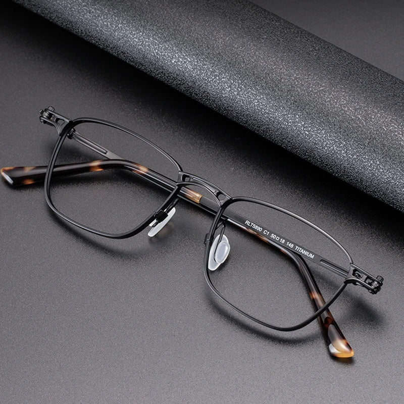 Stylish Black Unisex Full Rim Square Titanium Eyeglasses Frame 45890 - Perfect for Work, Reading & Fashion Accessories