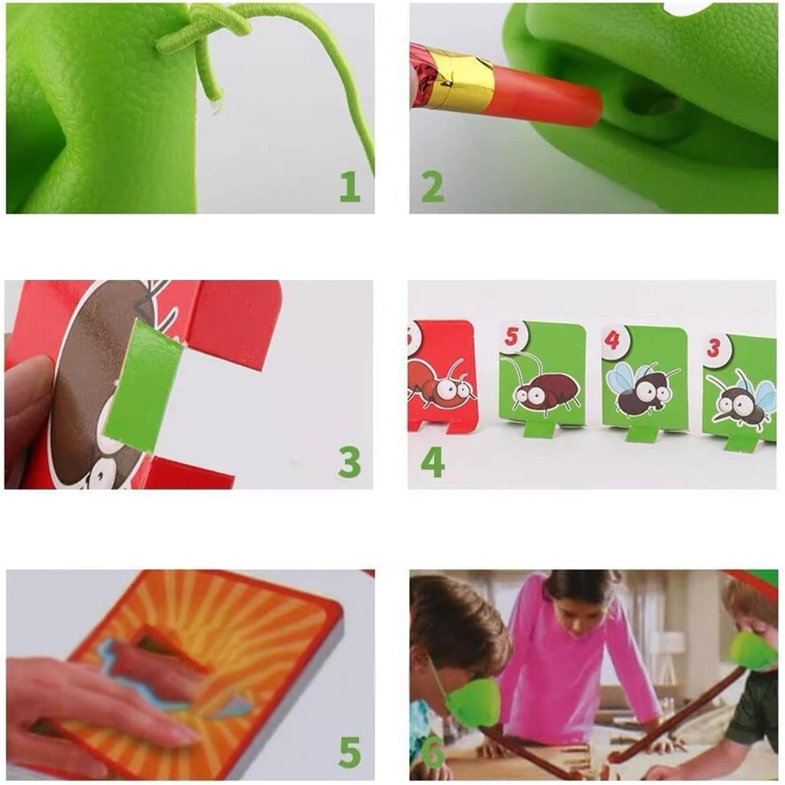 Frog Mask with Blow Tongue - Fun Frog Tongue Game for Kids & Adults - Lizard Tongue Party Game with Insect Cards - Interactive Blowing Air Face Mask for Halloween, Birthday Parties & Family Game Nights
