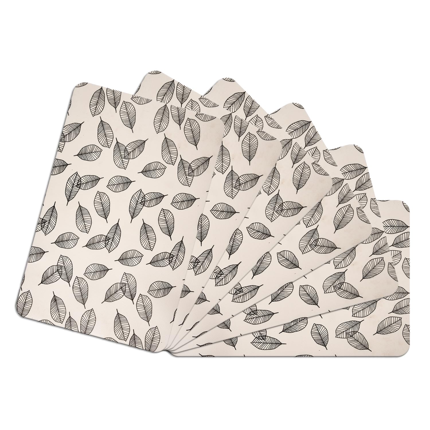Kuber Industries Non-Slip Placemat Set - 6-Piece Leaf Design Table Mats for Dining Room, Kitchen, and Office - Cream Color | Perfect for Everyday Meals, Entertaining Guests, and Protecting Tables