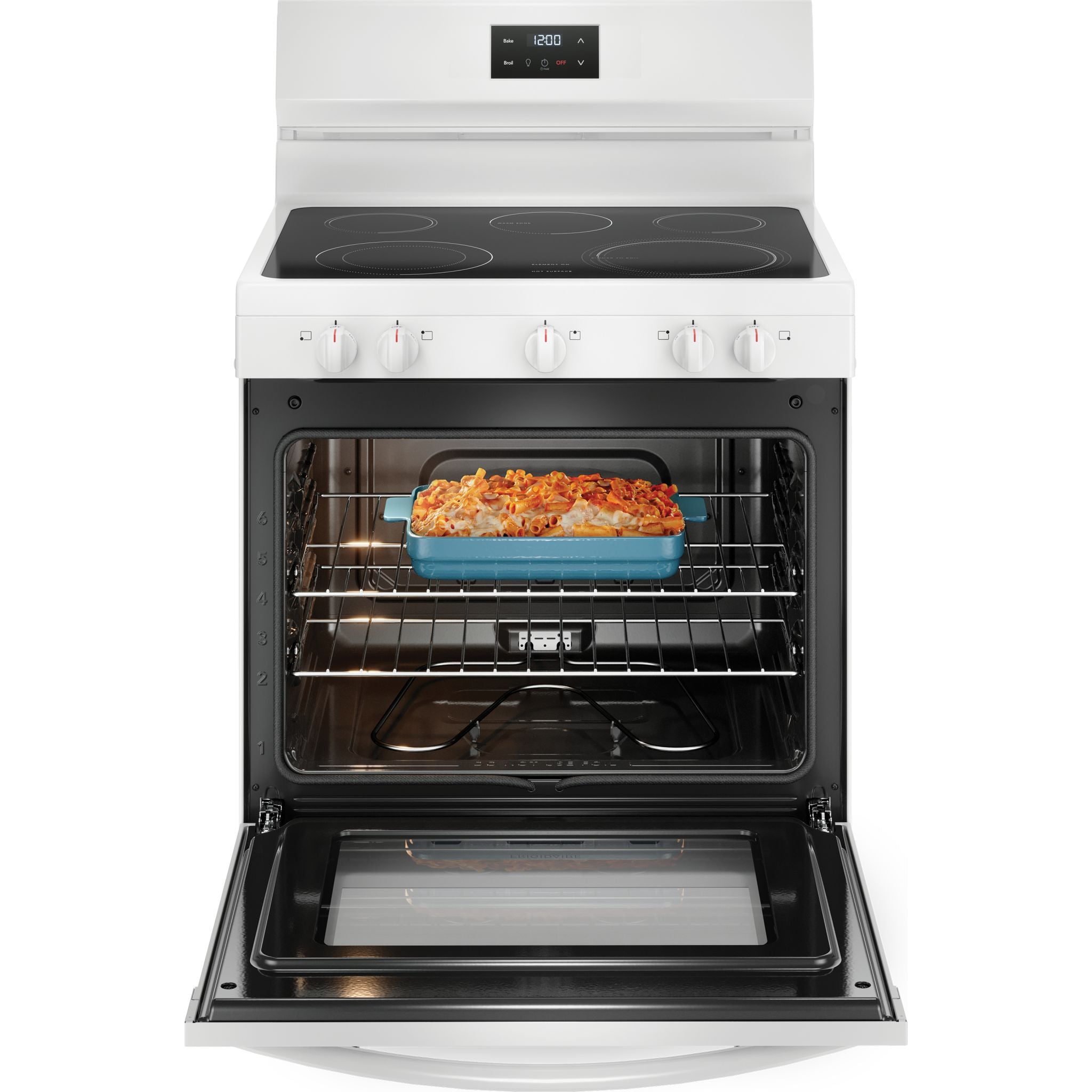 Frigidaire 30 Inch Electric Range FCRE305CBW - White Freestanding Stove with Self-Cleaning Oven for Modern Kitchens