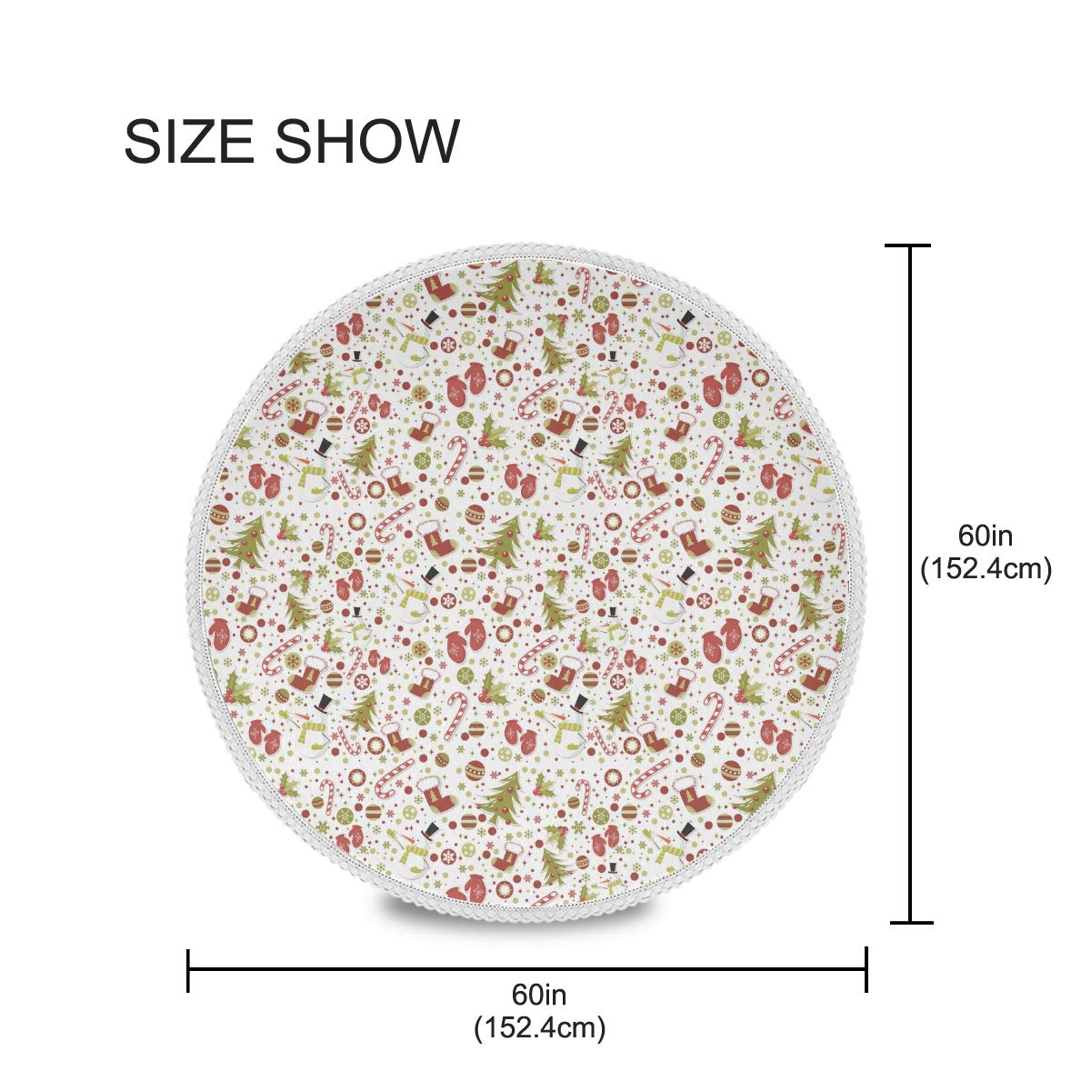 Senya 60 Inch Round Christmas Tablecloth - Cartoon Holiday Decorative Table Cover for Circular Dining Tables | Perfect for Christmas Dinner Parties, Family Gatherings & Festive Home Decor
