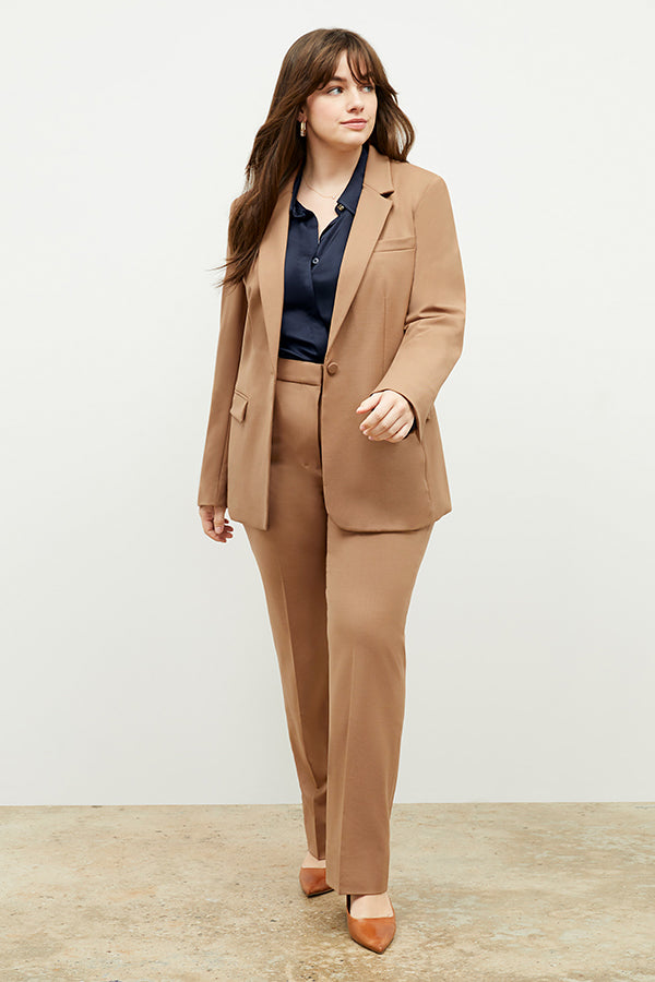 Smith Straight Trouser Washable Wool Twill Pants for Men - Comfortable Office & Business Casual Wear in Camel Color