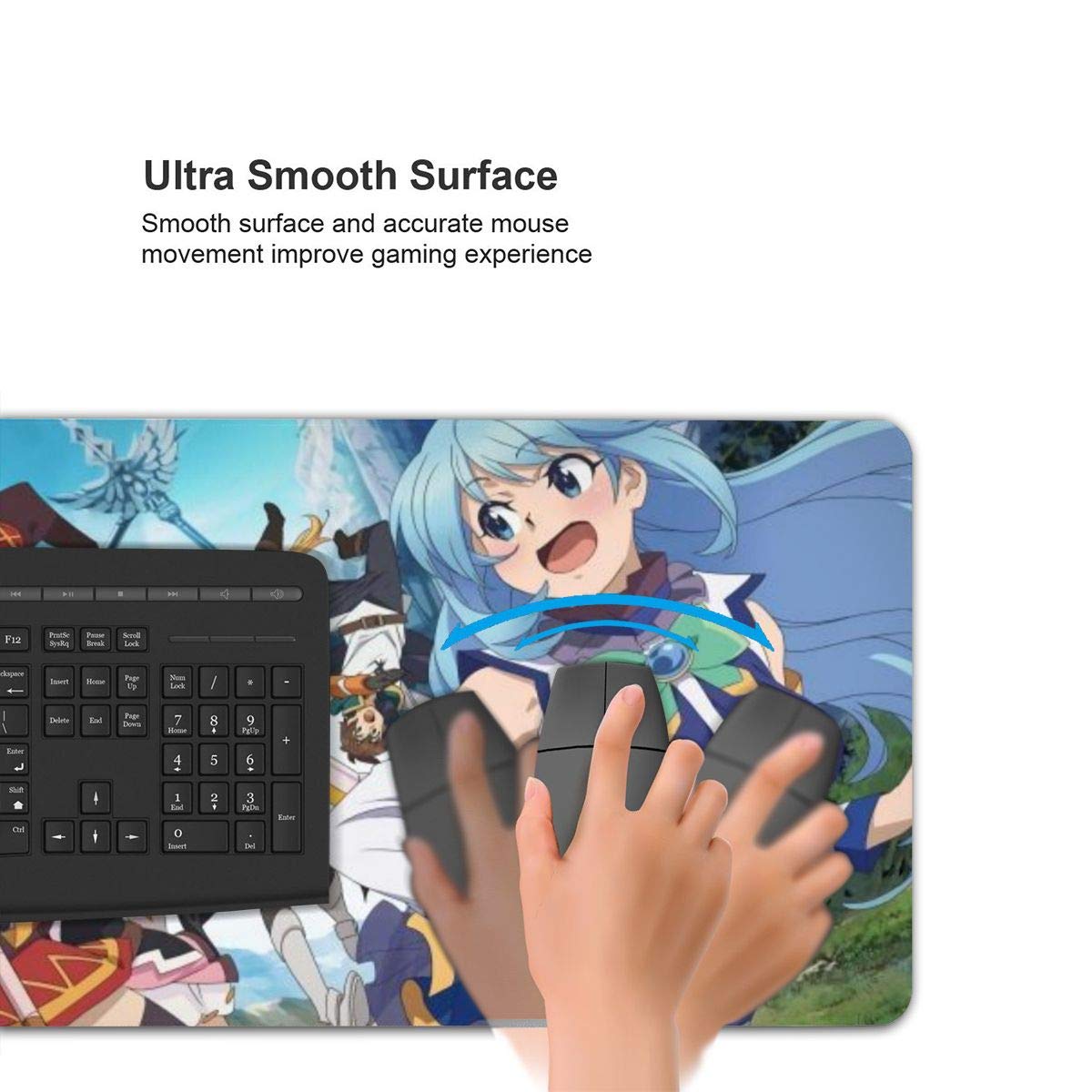 KonoSuba XXL Gaming Mouse Pad - 15.8x29.5 Inch Non-Slip Rubber Base & Stitched Edges Desk Mat for PC, Computer, Office & Gaming Setup