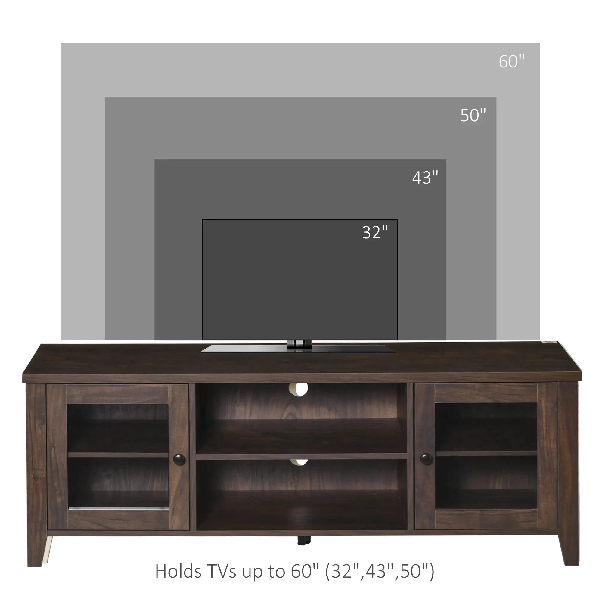 Modern TV Stand for Up to 60 Inch TVs - Sturdy Wooden Entertainment Center with Storage Shelf (Black/White/Walnut) - Perfect for Living Room, Bedroom & Home Theater Setup