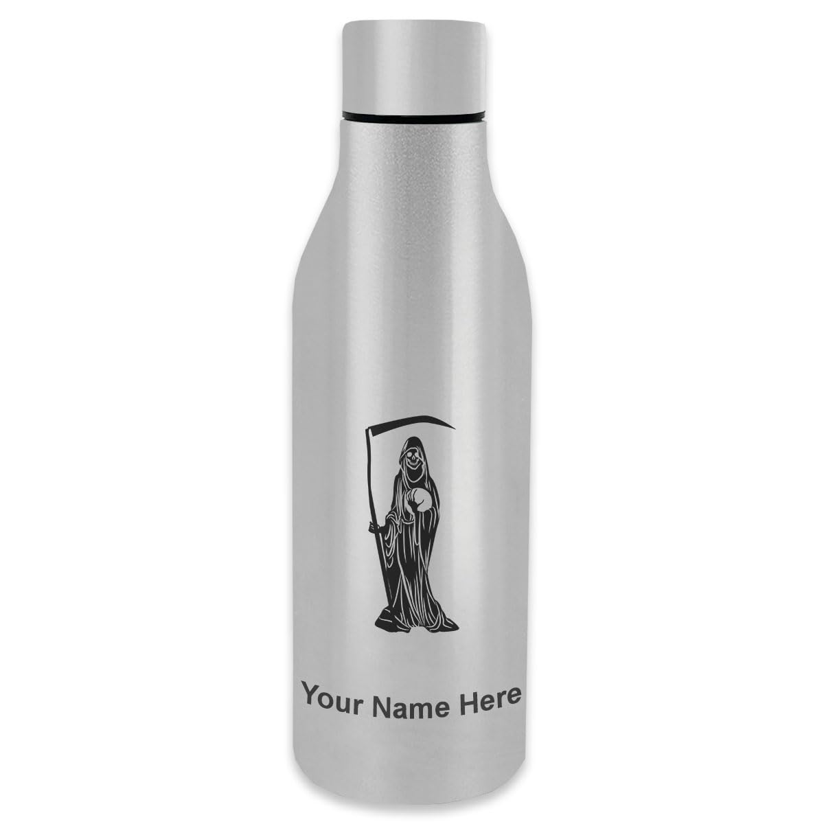 **LaserGram Double Wall Insulated Stainless Steel Water Bottle with Personalized Engraving - Santa Muerte Design - Perfect for Gym, Hiking & Travel**