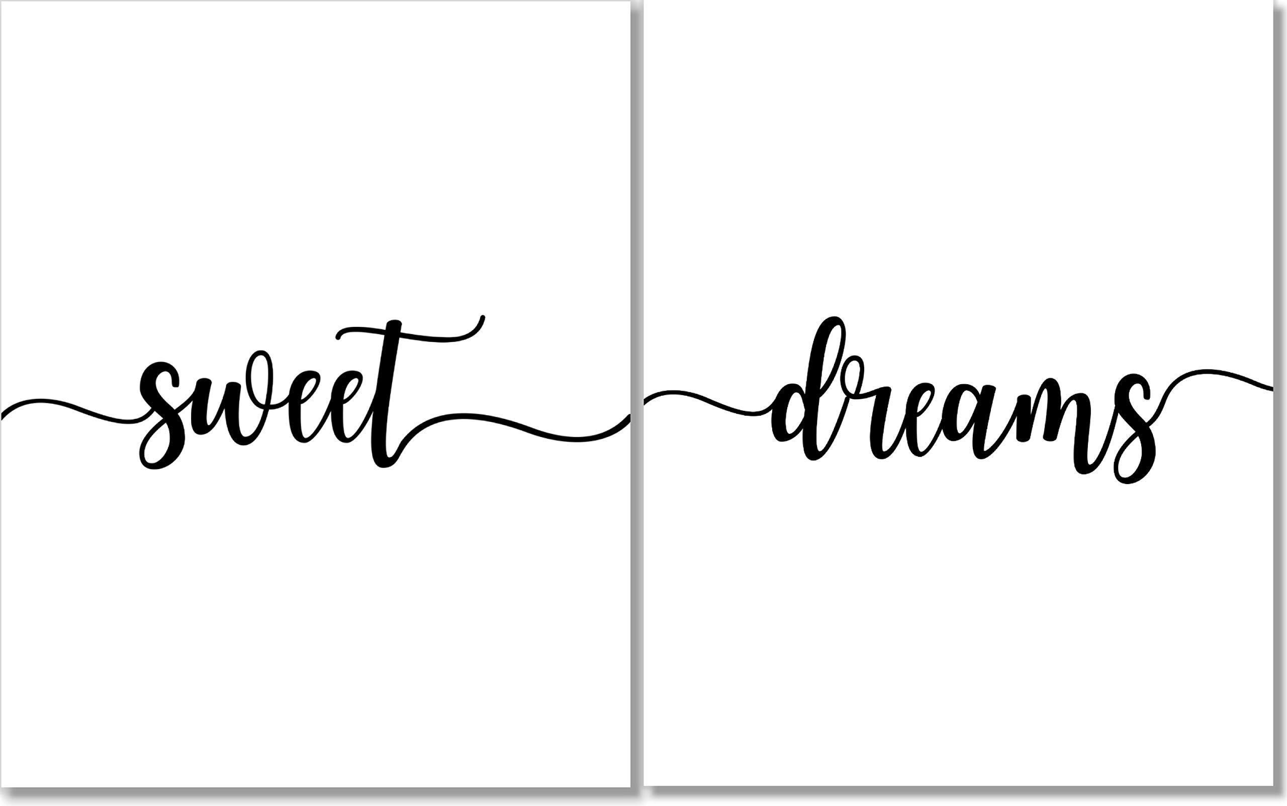 Sweet Dreams Wall Art Prints - Set of 2 Unframed 11x14 Inch Bedroom Decor - Perfect for Nursery, Kids Room & Home Decoration