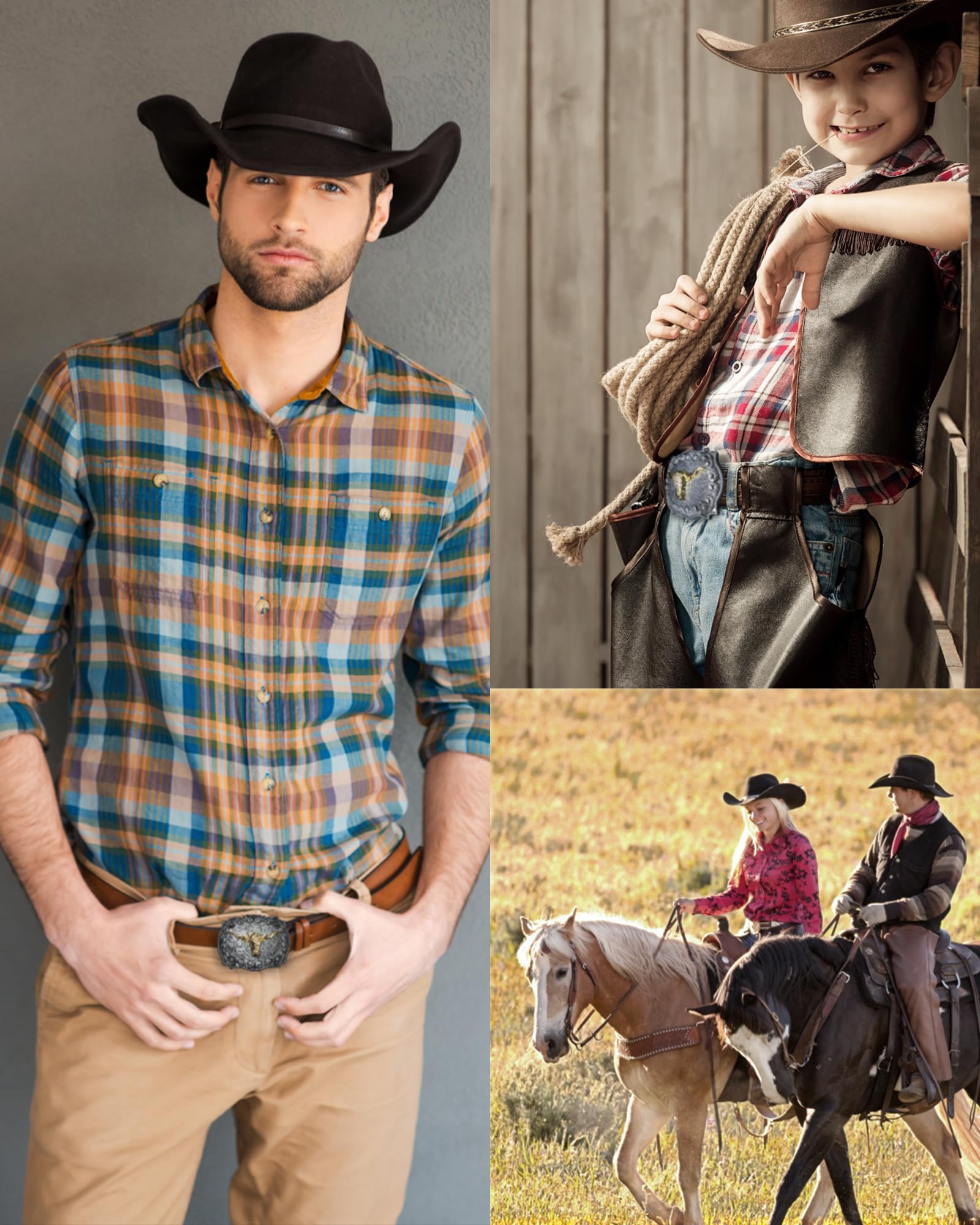 Western Cowboy Belt Buckle for Men - Durable & Stylish - Perfect Gift for Kids, Teens, Husband - Great for Rodeo, Halloween & Western Themed Parties - Ideal for Cowboy Outfits, Costumes & Everyday Wear