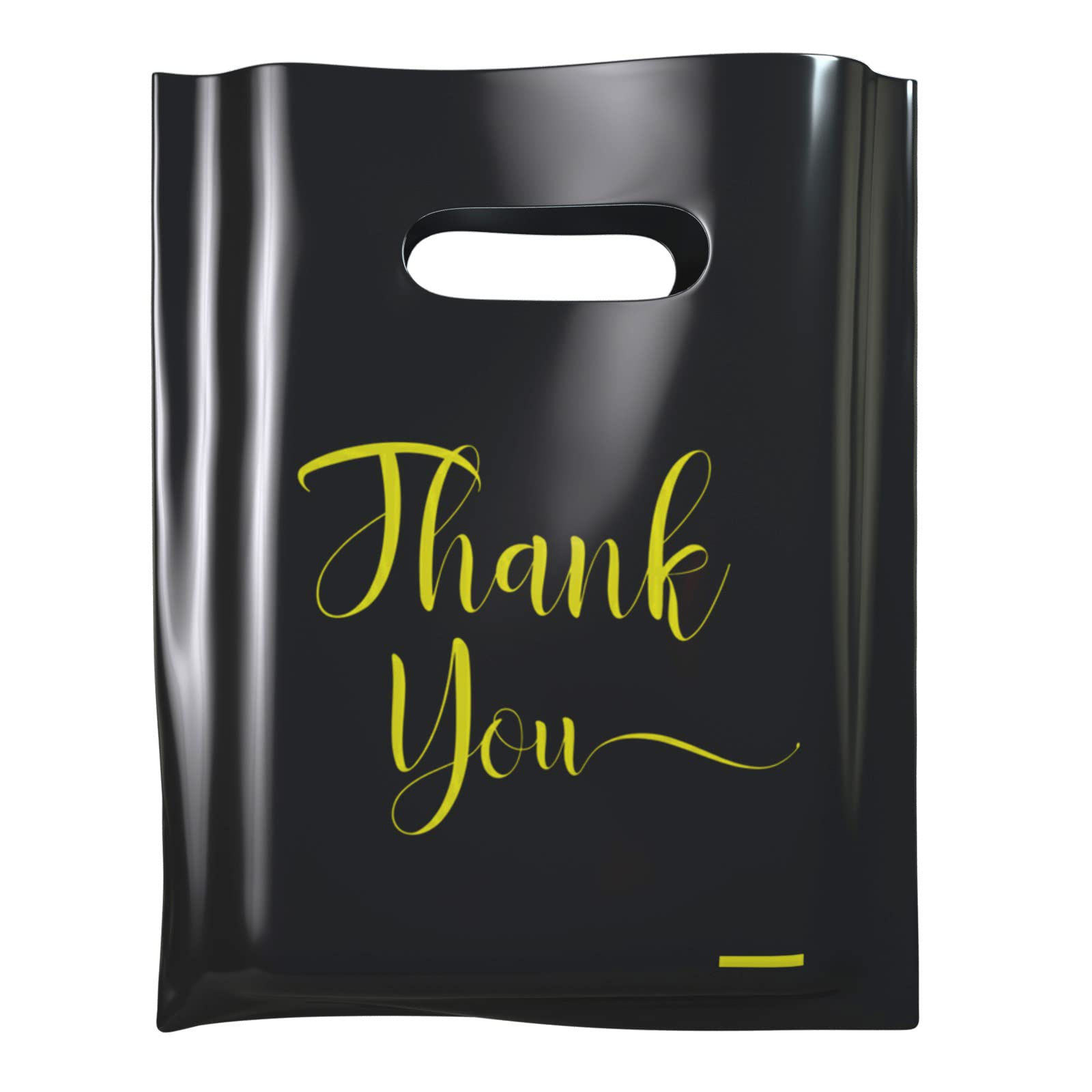 100 Pack Small Plastic Thank You Bags for Business - 9x12 Inch Retail Shopping Bags for Packaging Products, Merchandise & Boutique Wholesale (Black) - Perfect for Retail Stores, Gifts & Small Business Packaging