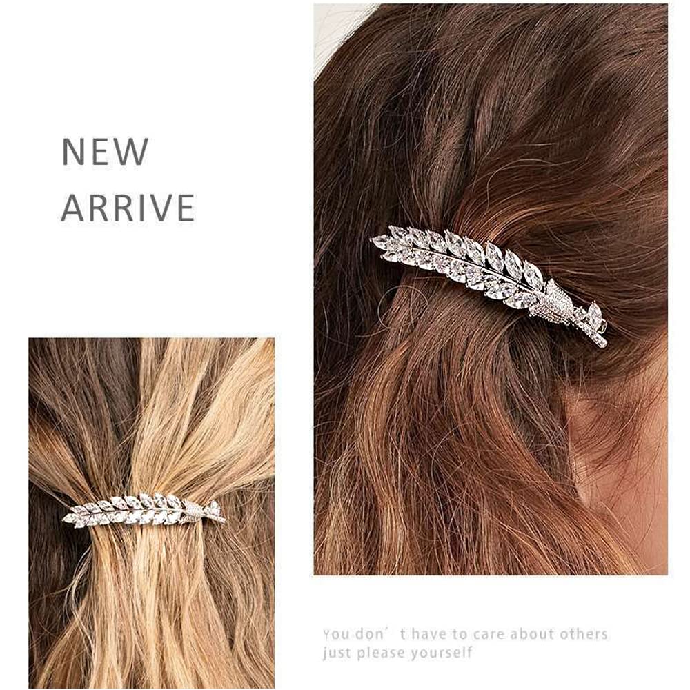 Crystal Hair Clips for Women & Girls - Purple Hair Barrettes for Parties & Weddings
