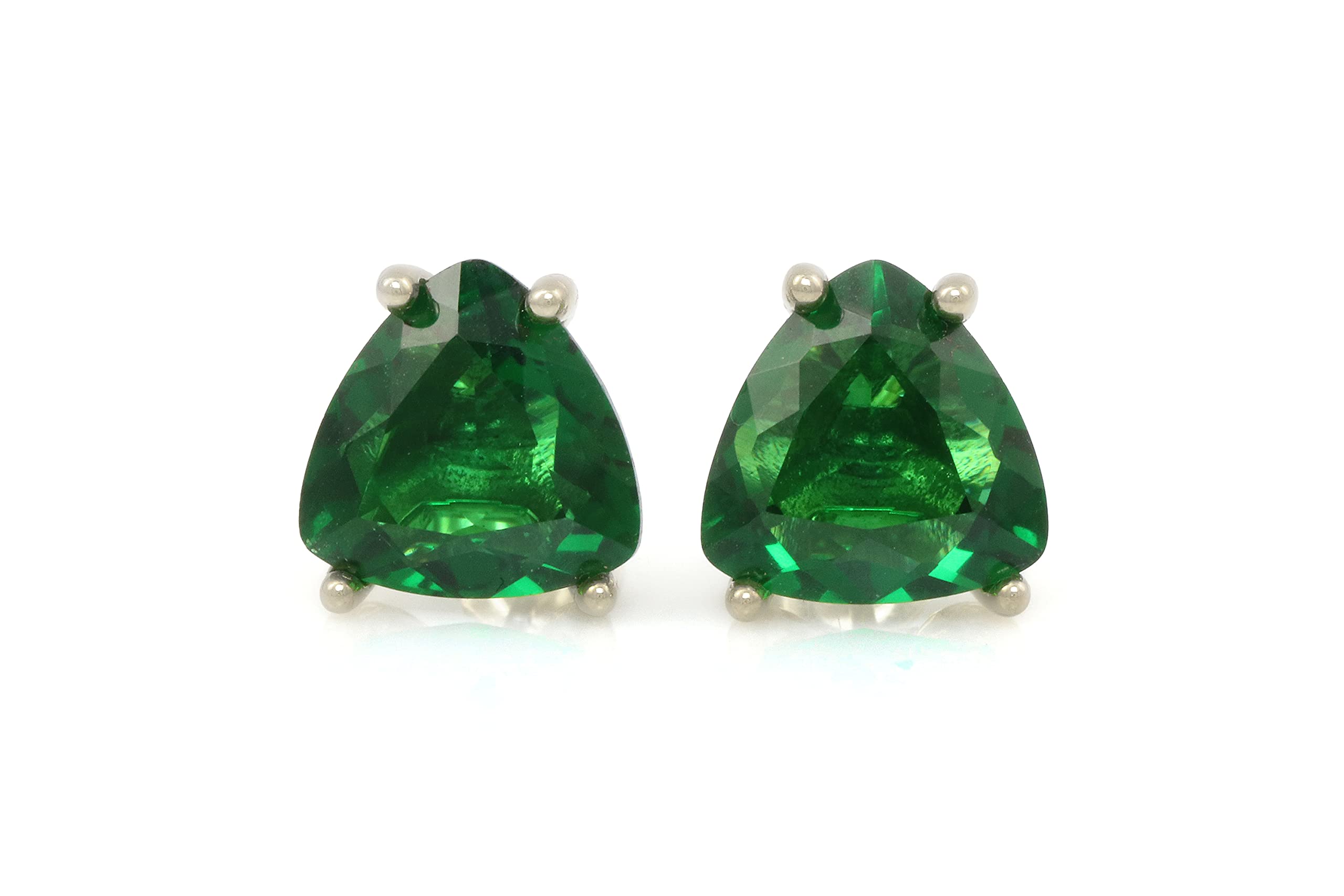 Anemone Emerald Earrings - Custom Cut Sterling Silver Stud Earrings - Handmade May Birthstone Jewelry for Women - Dainty Everyday Jewelry & Unique Gift for Her - Fashionable Artisan Earrings for Work, Date Night & Special Occasions