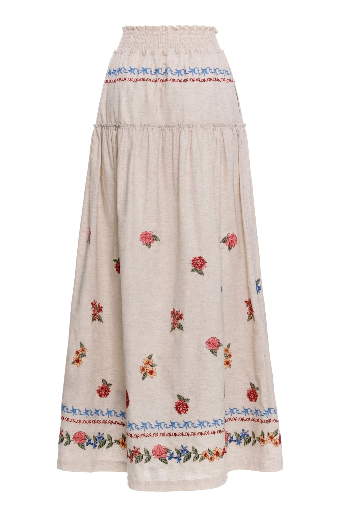 Blush Jenna Skirt 17047 | Women's Floral Midi Skirt with Elastic Waist | Perfect for Summer Outfits, Beach Vacations & Date Nights