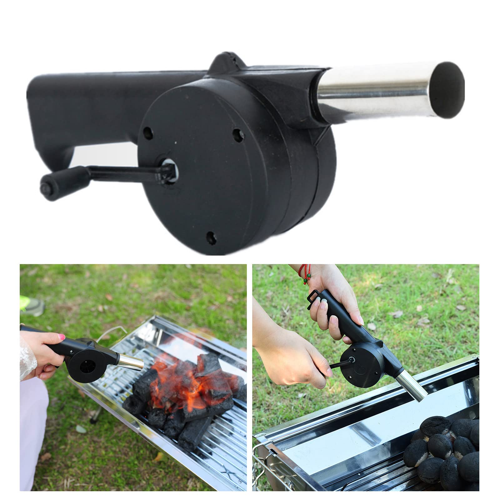 Portable Hand Crank BBQ Fan - Manual Air Blower for Charcoal Grill, Campfire & Stove - Compact Outdoor Cooking Accessories for Picnics, Tailgating & Backyard Barbecues