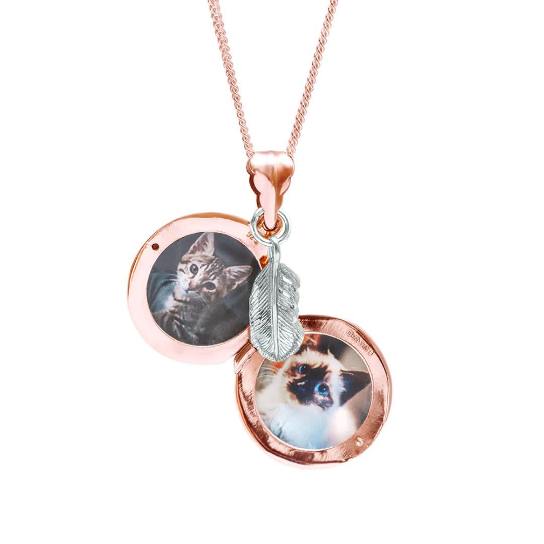 Rose Gold Feather Locket Necklace for Women - Elegant Jewelry Gift for Birthday, Anniversary & Valentine's Day - Perfect for Everyday Wear & Special Occasions