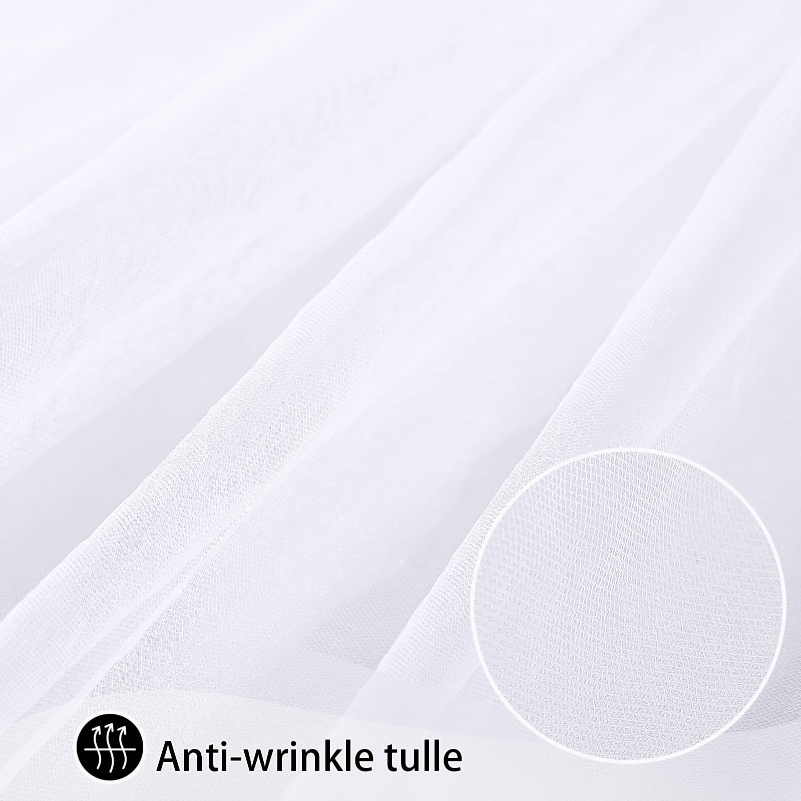 14FT White Tulle Tutu Table Skirt - 2 Layer Ruffle Tablecloth for Birthday Party Decorations (Fits Rectangle & Round Tables) | Perfect for Wedding, Baby Shower, and Cake Table Decor